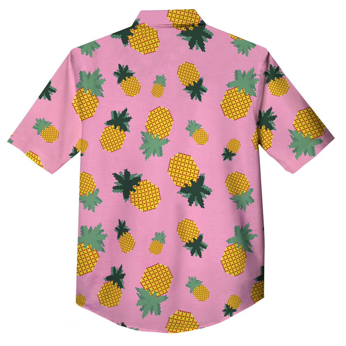 Pineapple Pixel Print Pattern Button Up Shirt-grizzshop