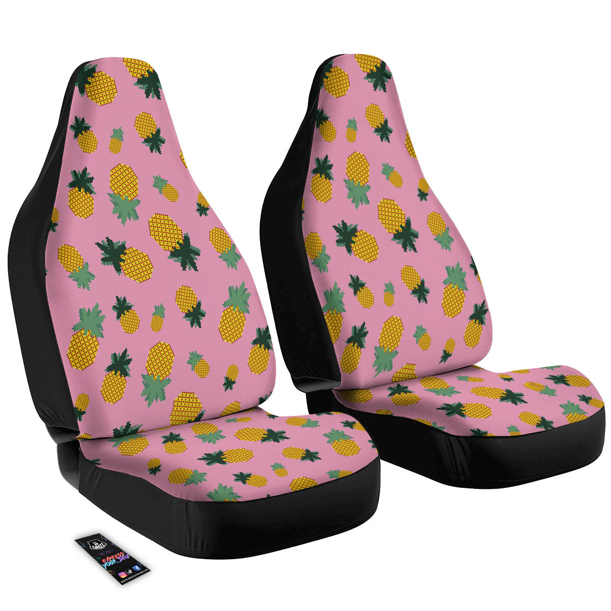 Pineapple Pixel Print Pattern Car Seat Covers-grizzshop