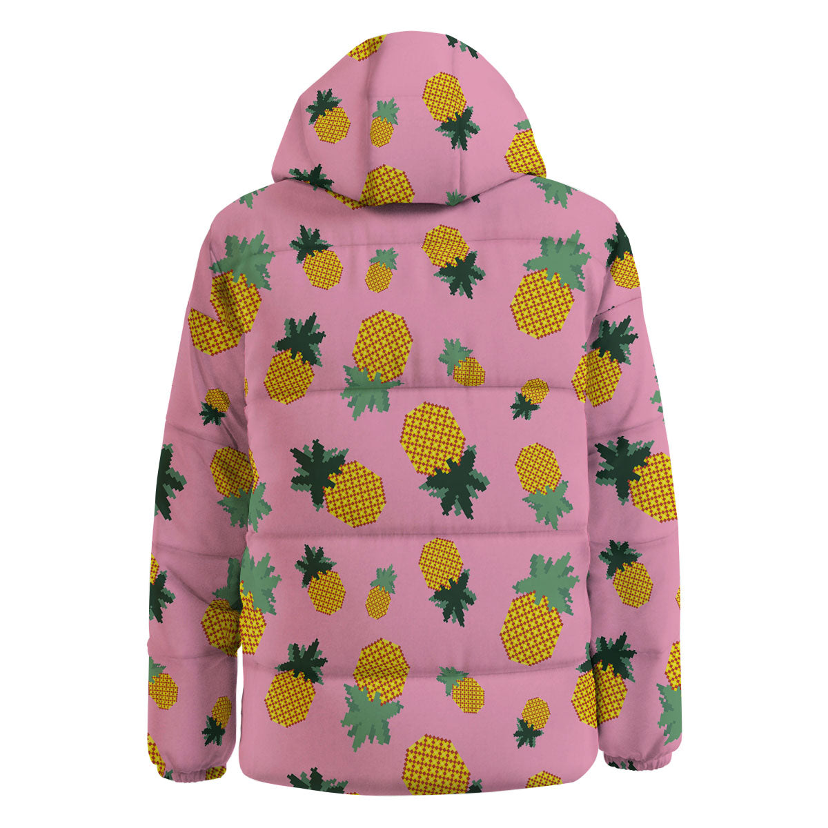 Pineapple Pixel Print Pattern Down Jacket-grizzshop
