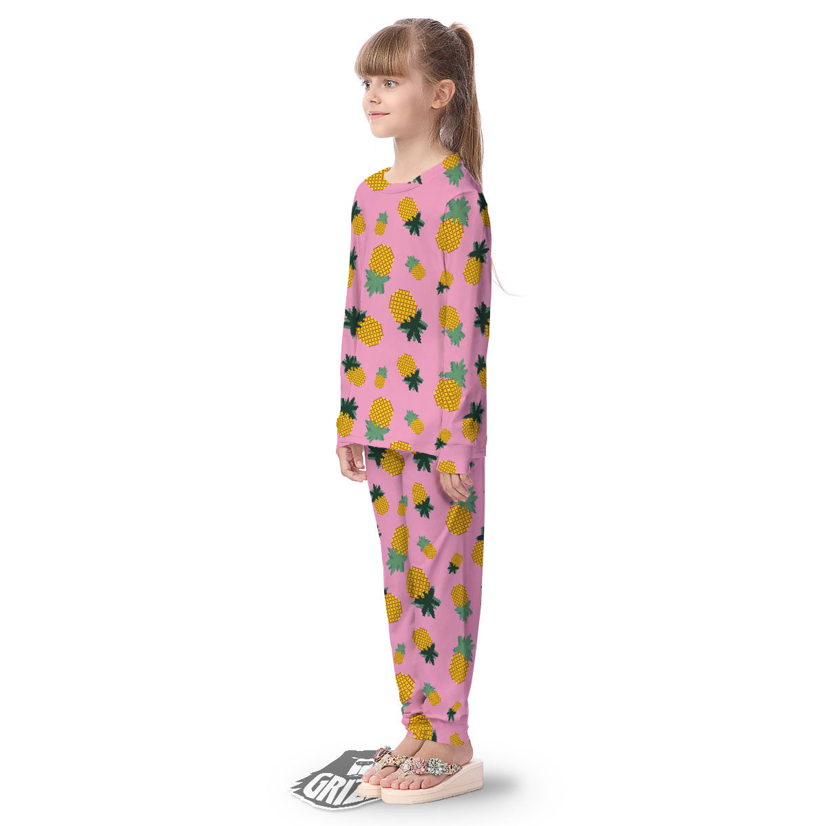 Pineapple Pixel Print Pattern Kid's Pajamas-grizzshop