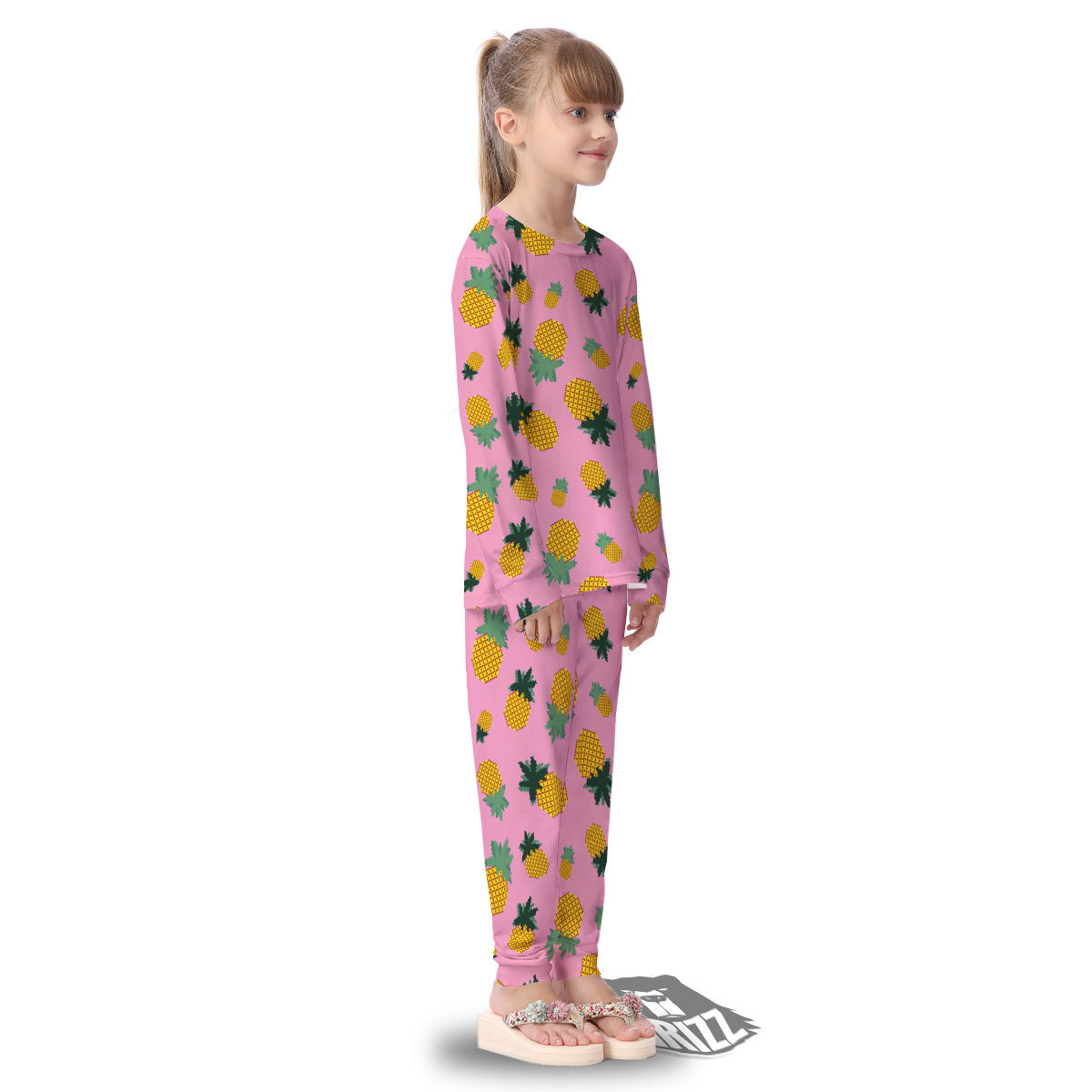 Pineapple Pixel Print Pattern Kid's Pajamas-grizzshop