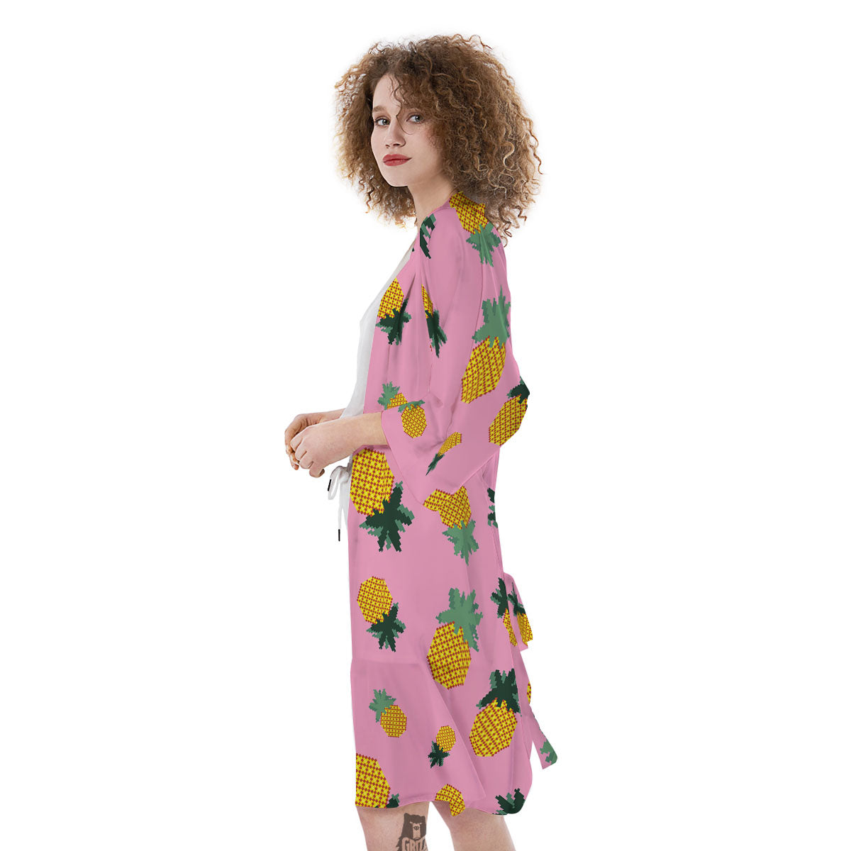 Pineapple Pixel Print Pattern Kimono-grizzshop
