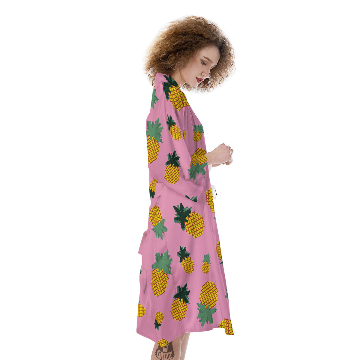Pineapple Pixel Print Pattern Kimono-grizzshop