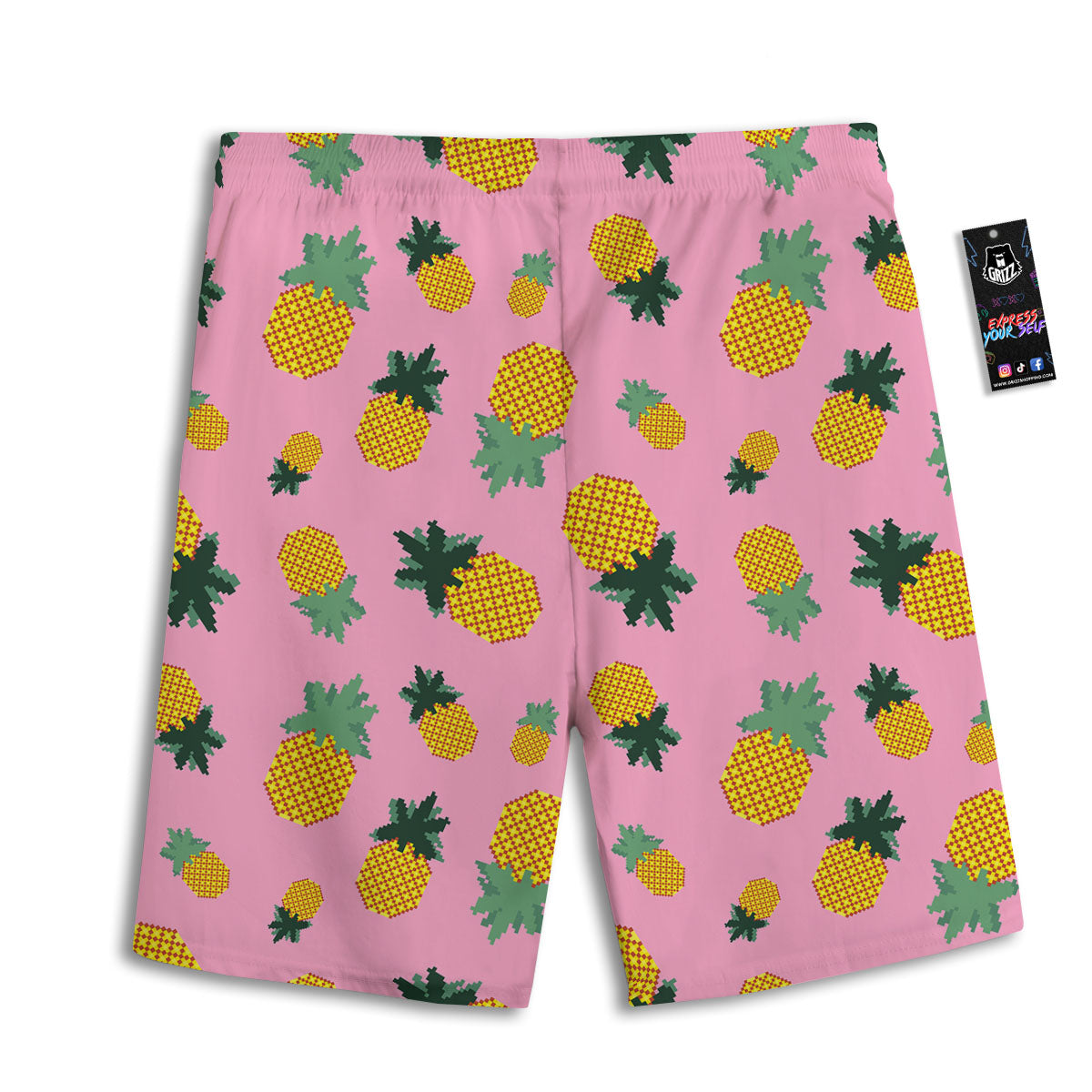Pineapple Pixel Print Pattern Men's Athletic Shorts-grizzshop