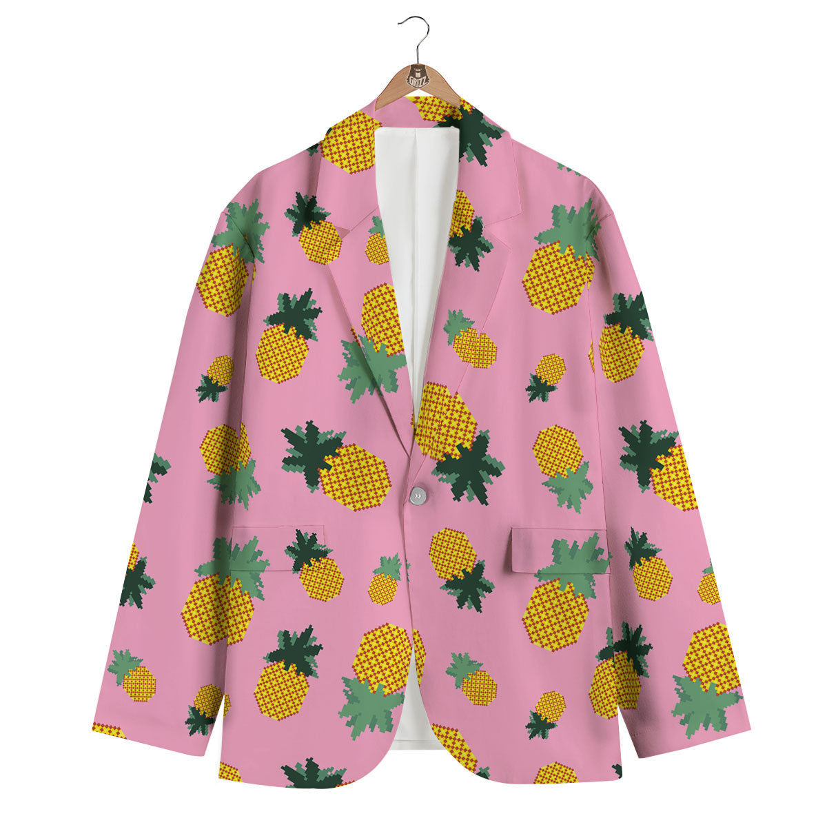 Pineapple Pixel Print Pattern Men's Blazer-grizzshop