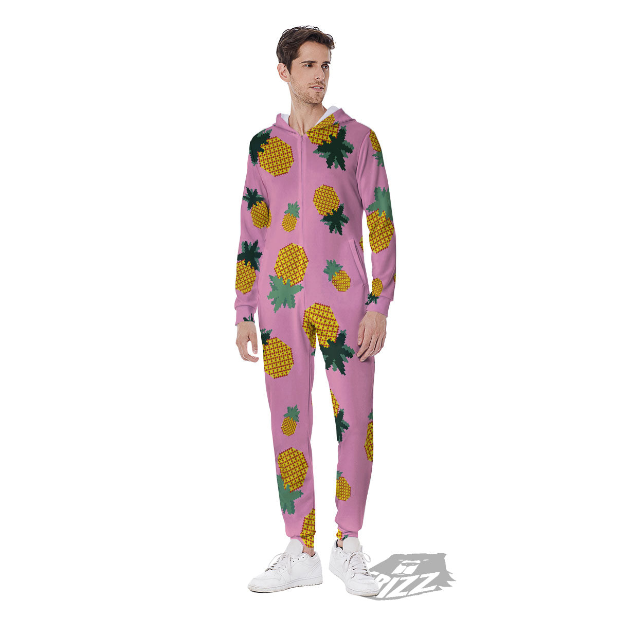 Pineapple Pixel Print Pattern Men's Jumpsuit-grizzshop