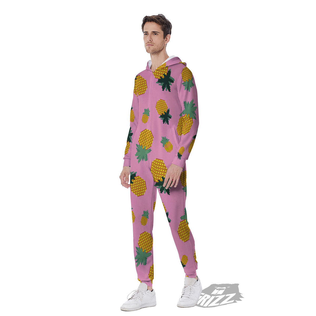 Pineapple Pixel Print Pattern Men's Jumpsuit-grizzshop