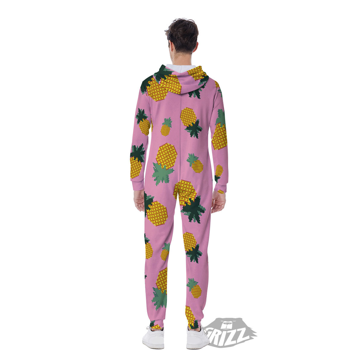Pineapple Pixel Print Pattern Men's Jumpsuit-grizzshop