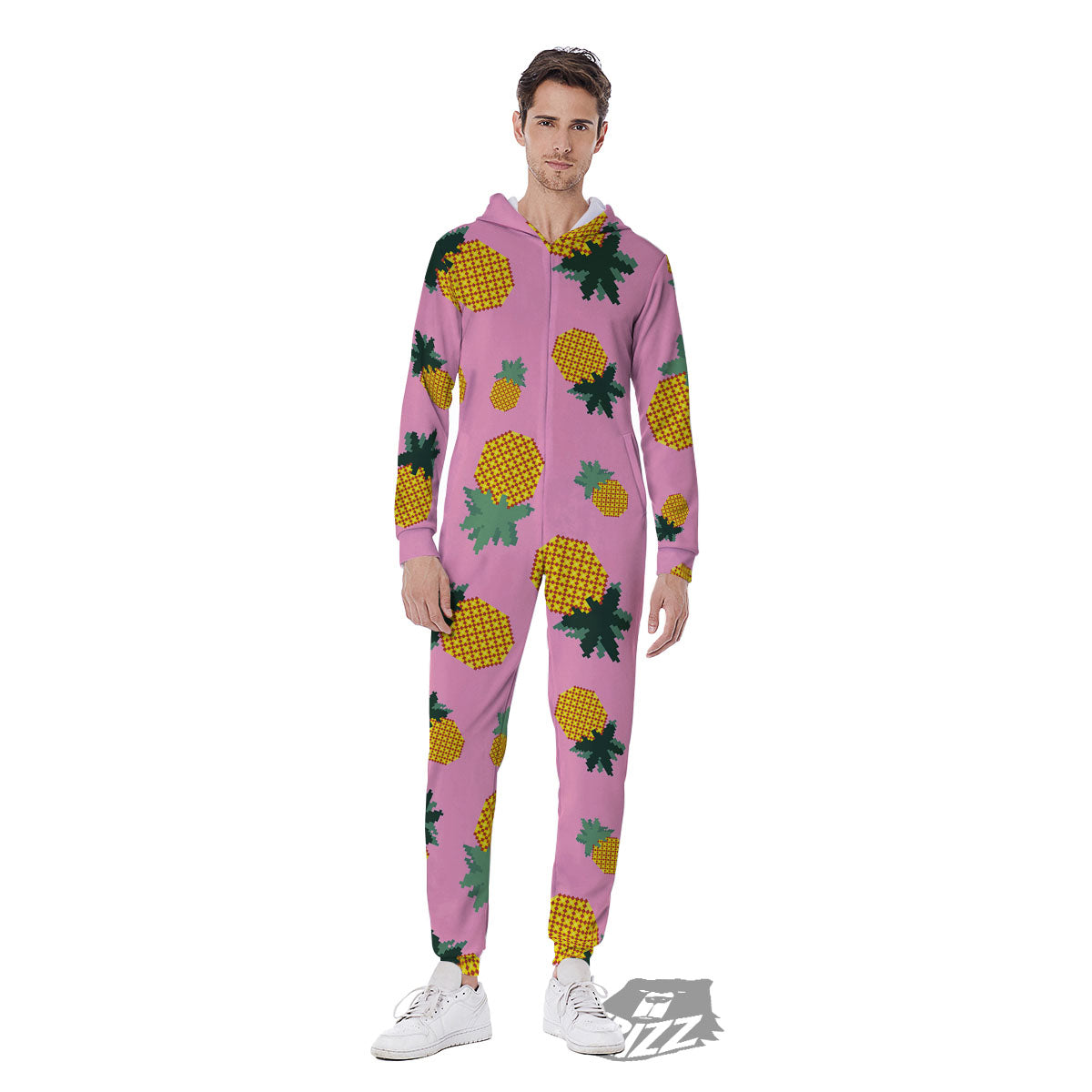 Pineapple Pixel Print Pattern Men's Jumpsuit-grizzshop
