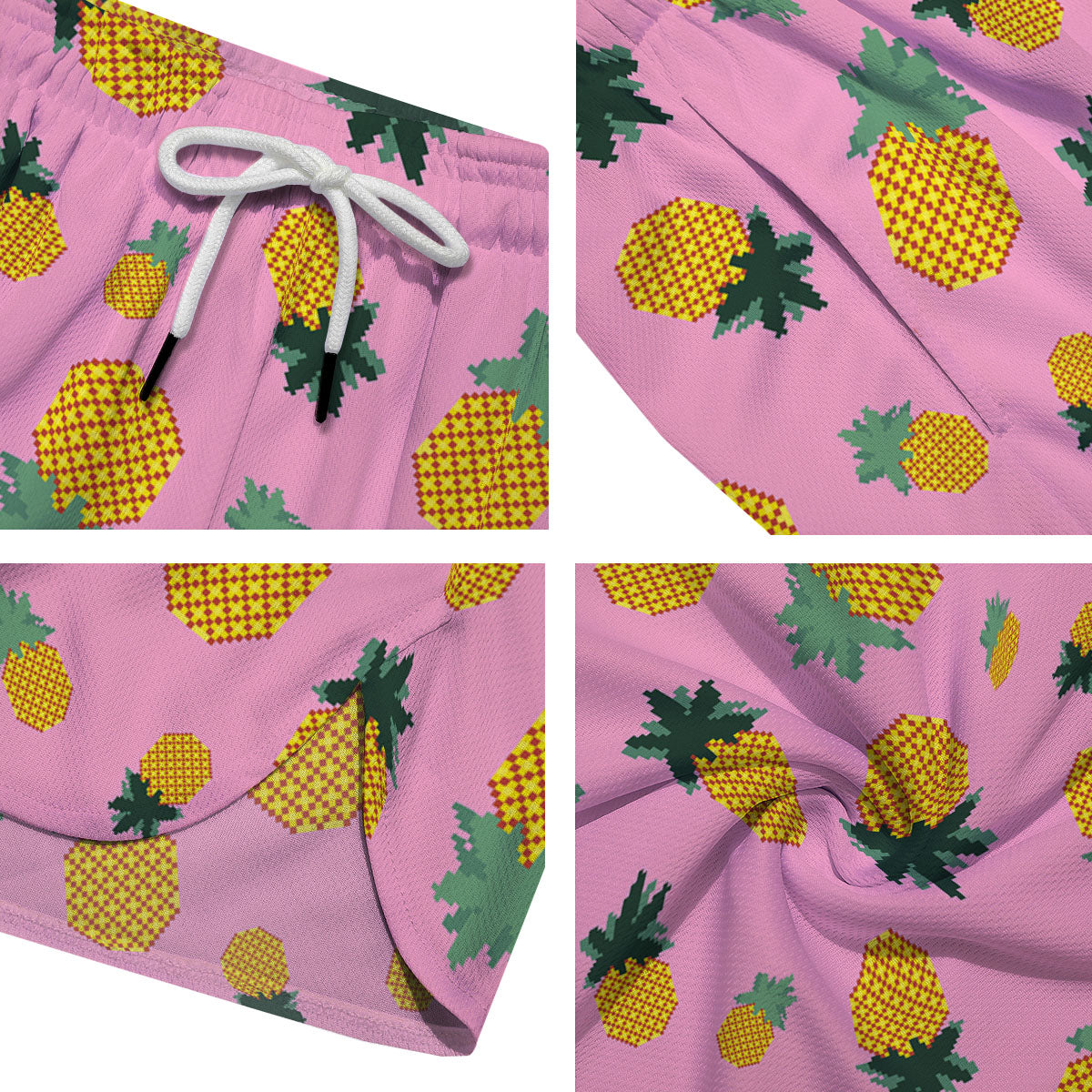 Pineapple Pixel Print Pattern Men's Running Shorts-grizzshop