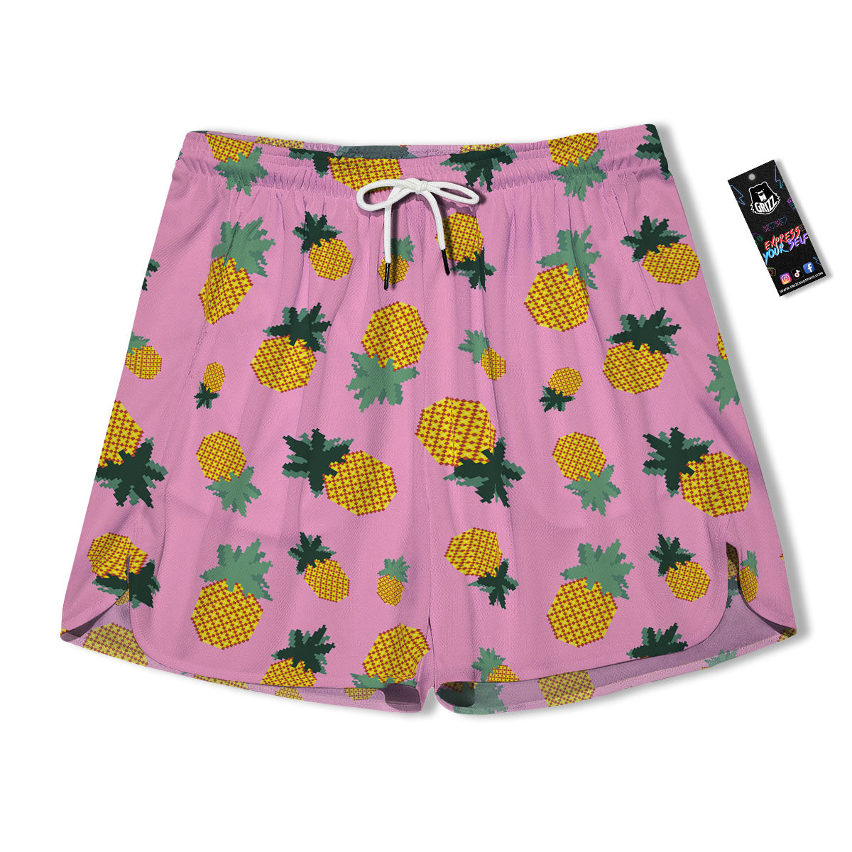 Pineapple Pixel Print Pattern Men's Running Shorts-grizzshop