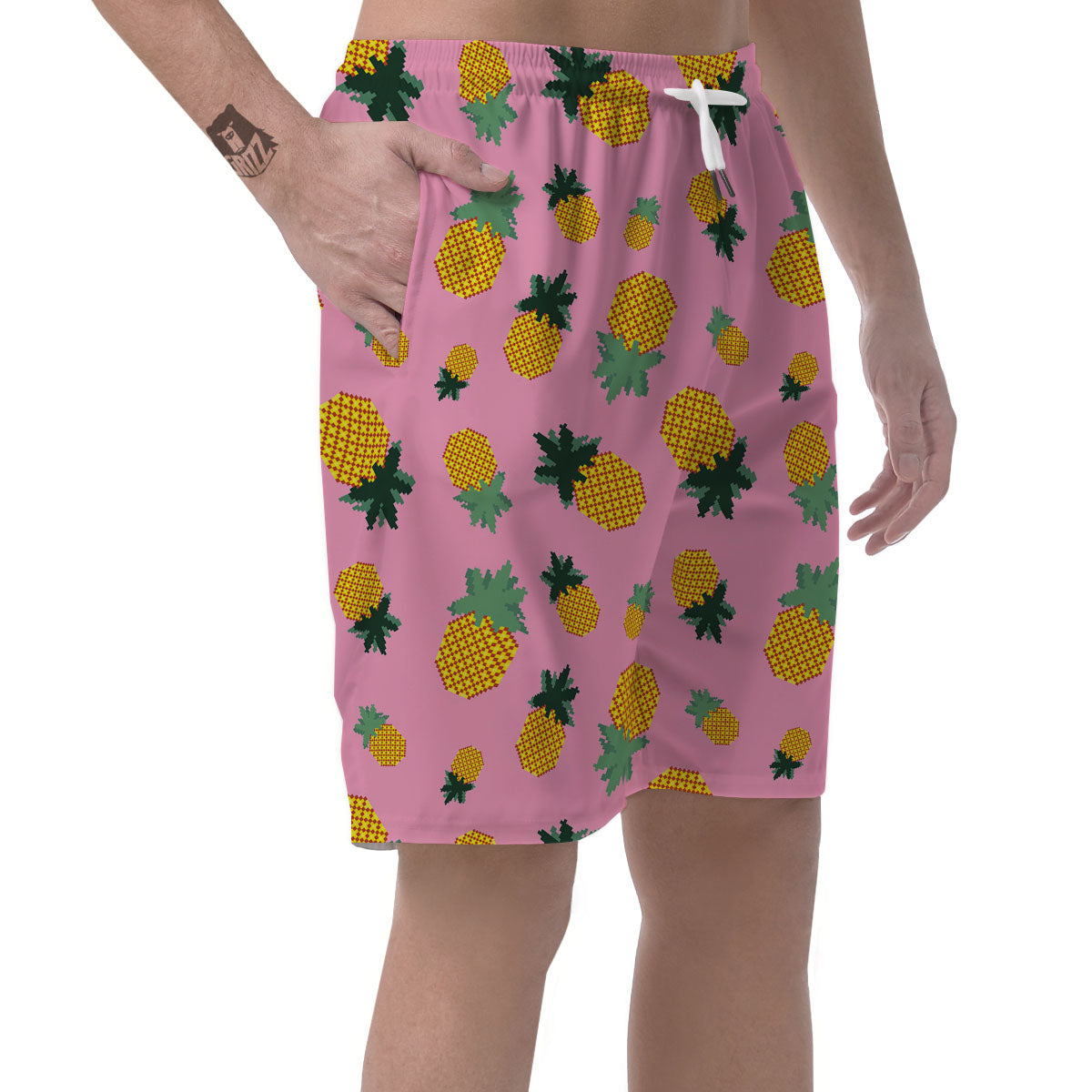 Pineapple Pixel Print Pattern Men's Shorts-grizzshop