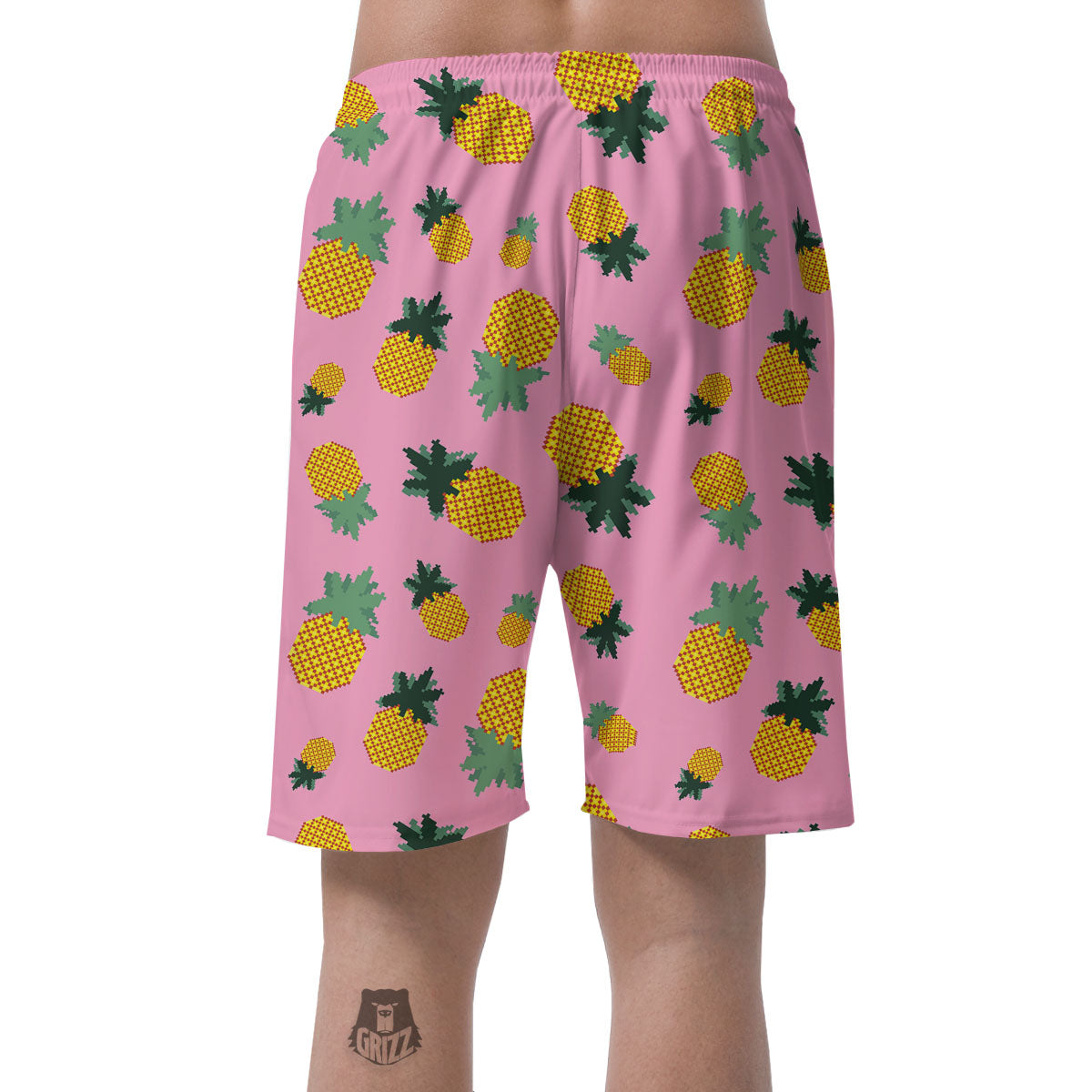 Pineapple Pixel Print Pattern Men's Shorts-grizzshop