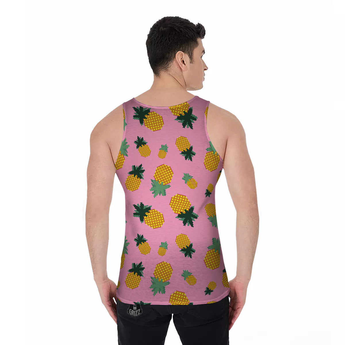 Pineapple Pixel Print Pattern Men's Tank Top-grizzshop