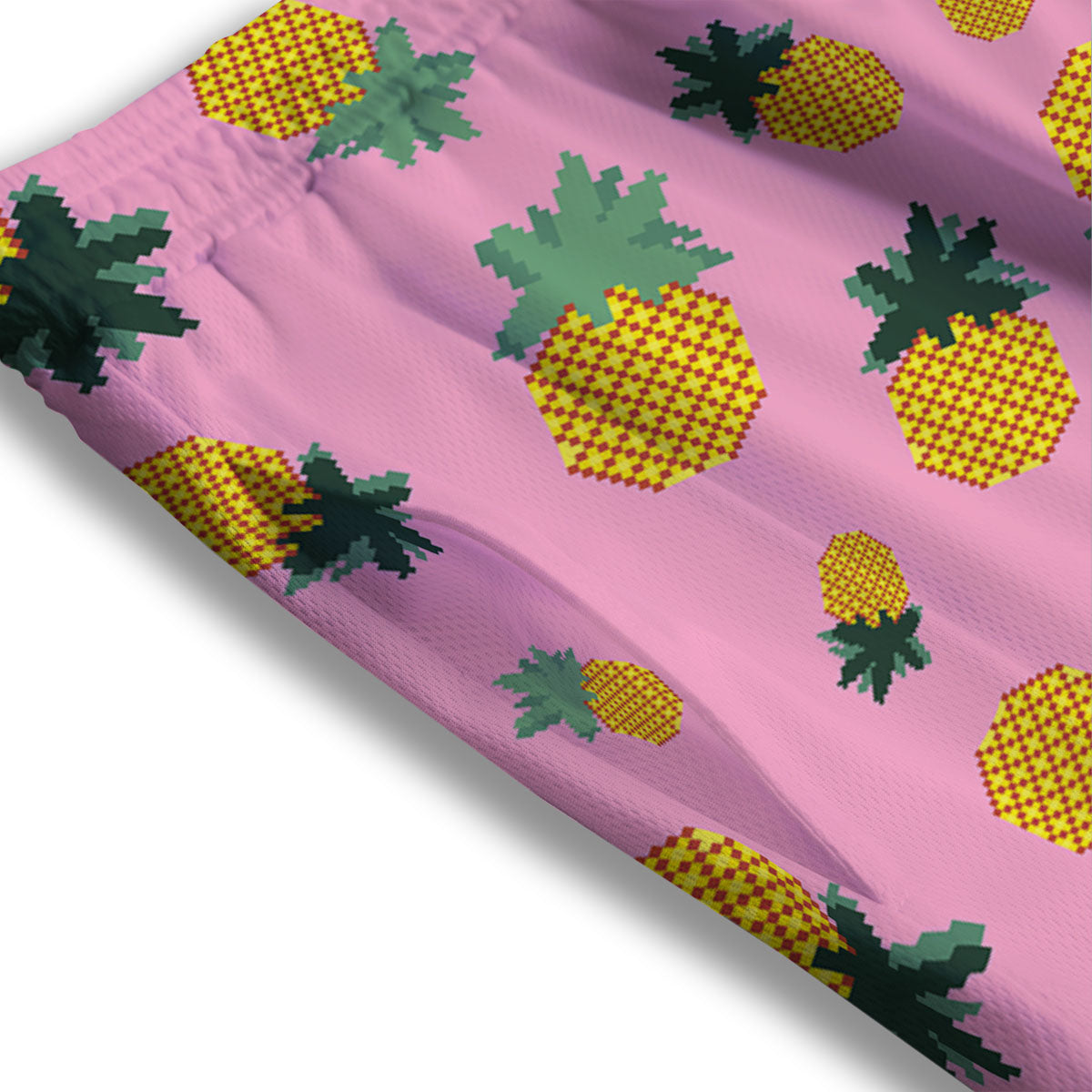 Pineapple Pixel Print Pattern Mesh Shorts-grizzshop