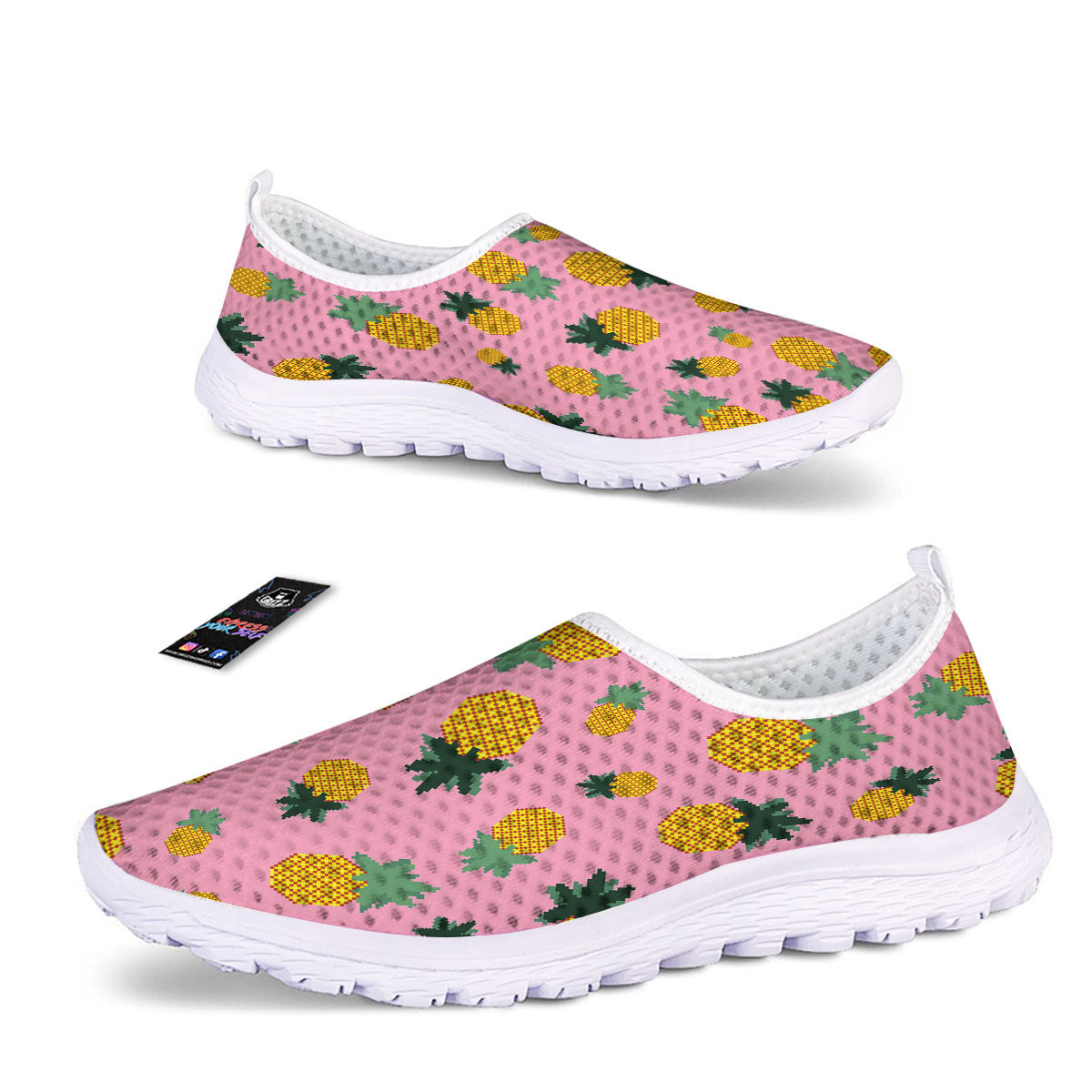 Pineapple Pixel Print Pattern Nurse Shoes-grizzshop