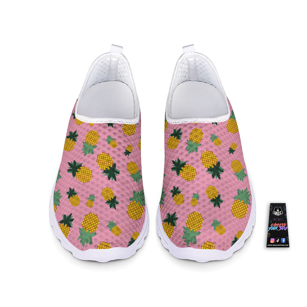 Pineapple Pixel Print Pattern Nurse Shoes-grizzshop