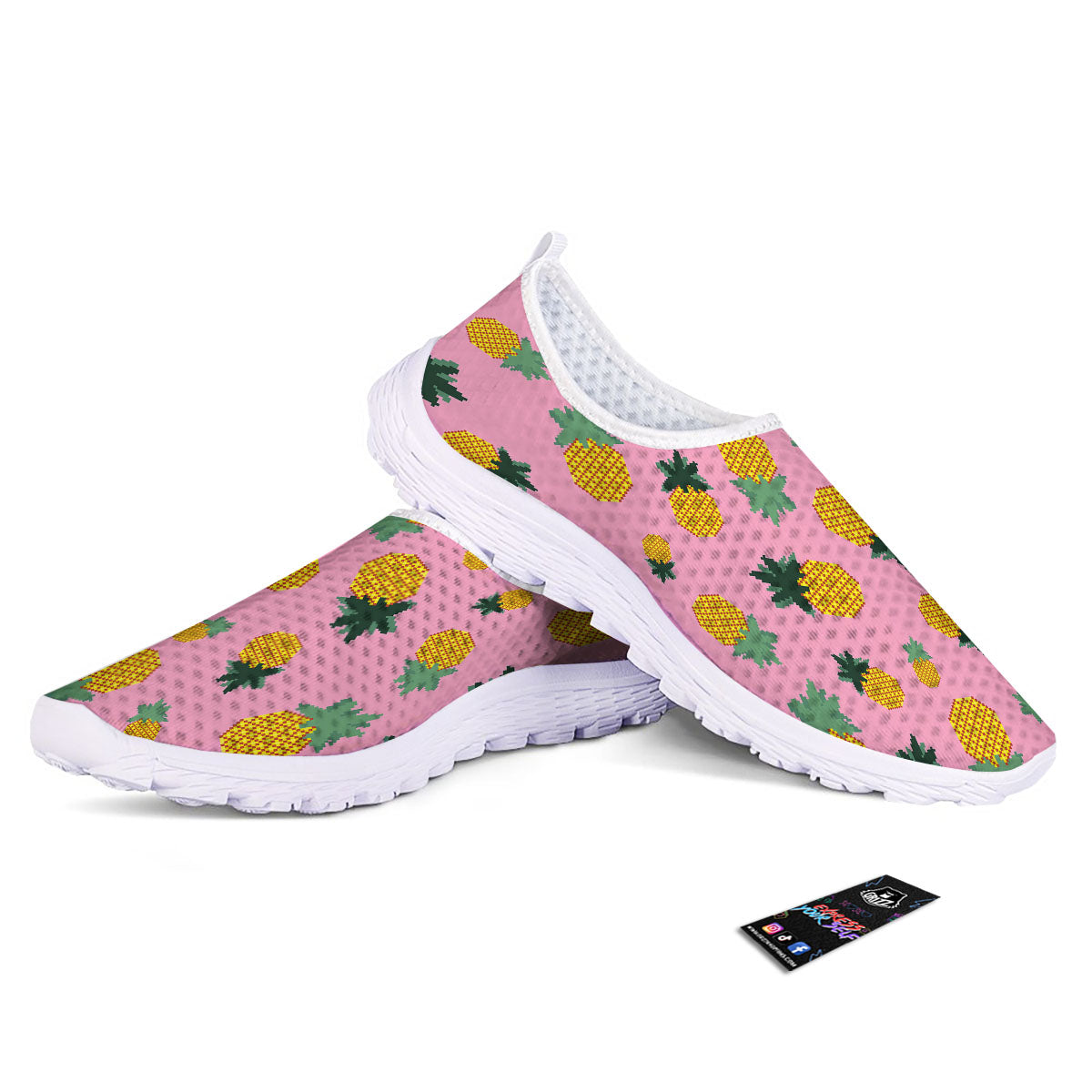 Pineapple Pixel Print Pattern Nurse Shoes-grizzshop