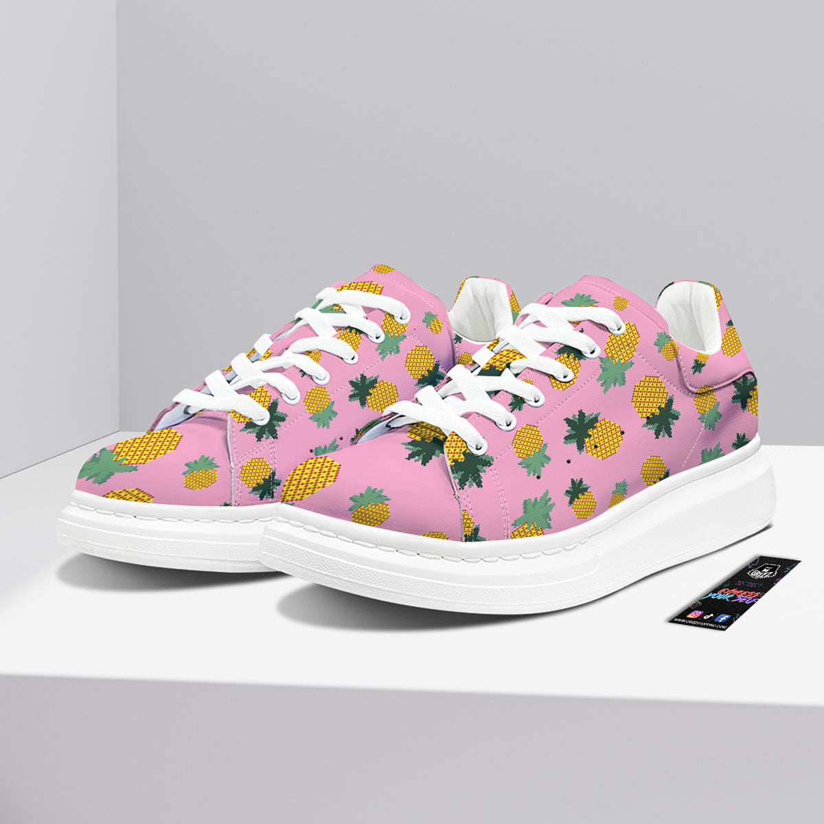 Pineapple Pixel Print Pattern Platform Shoes-grizzshop