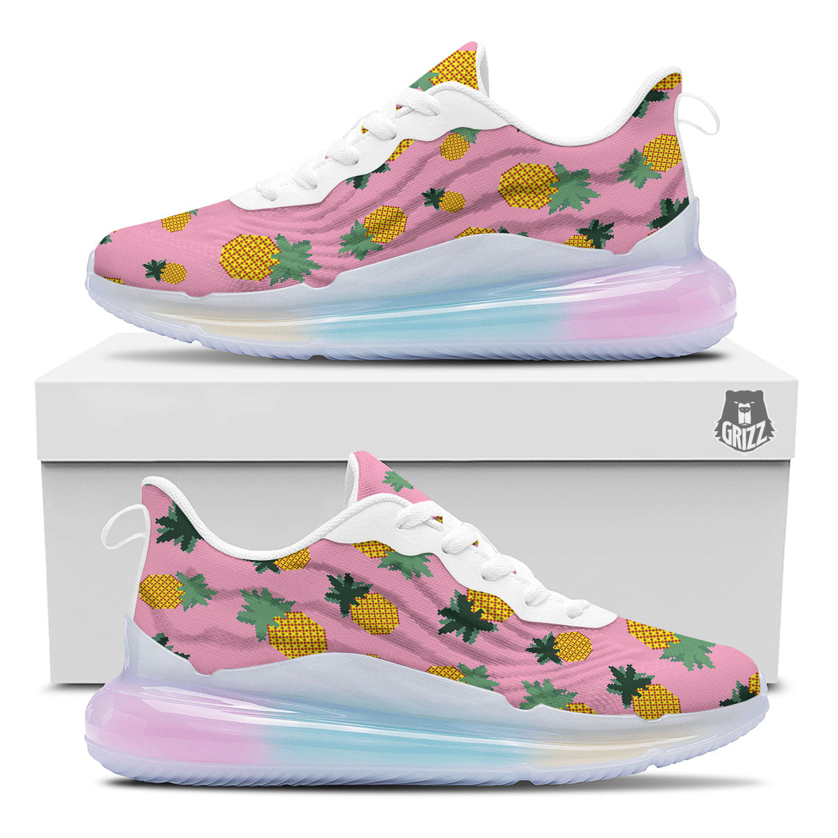 Pineapple Pixel Print Pattern Running Sneakers-grizzshop