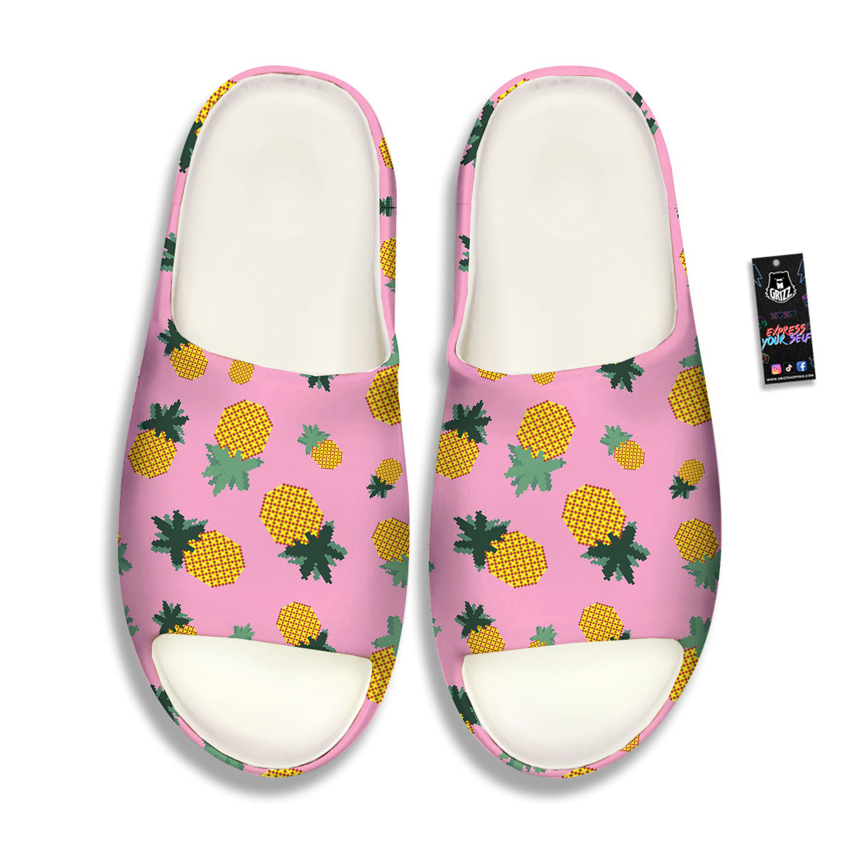 Pineapple Pixel Print Pattern Sandals-grizzshop