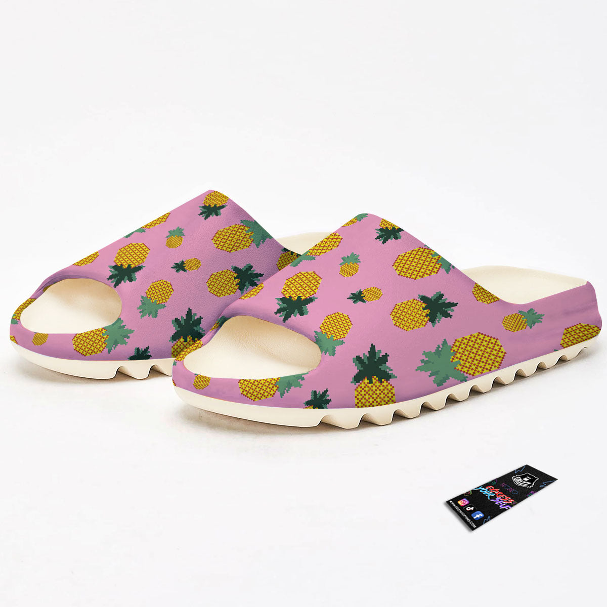 Pineapple Pixel Print Pattern Sandals-grizzshop