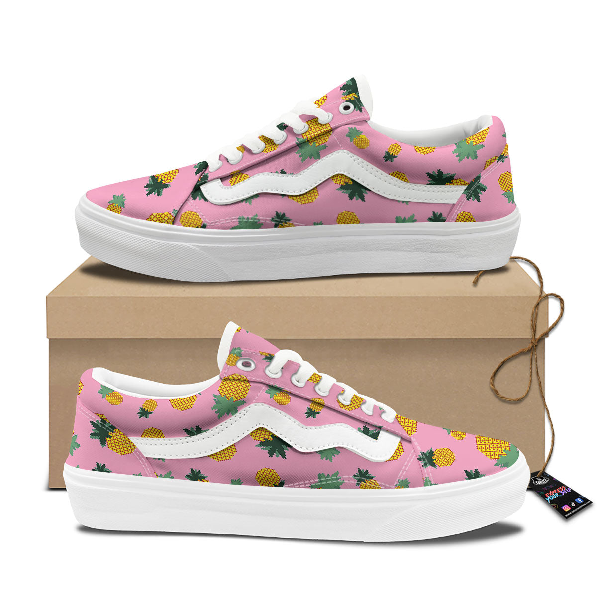 Pineapple Pixel Print Pattern Skate Shoes-grizzshop