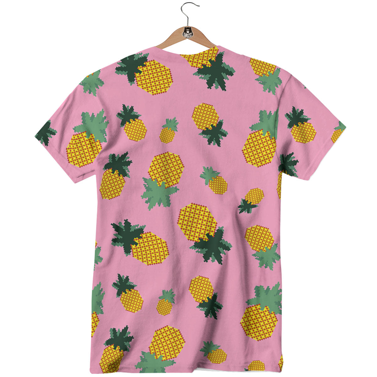 Pineapple Pixel Print Pattern T-Shirt-grizzshop