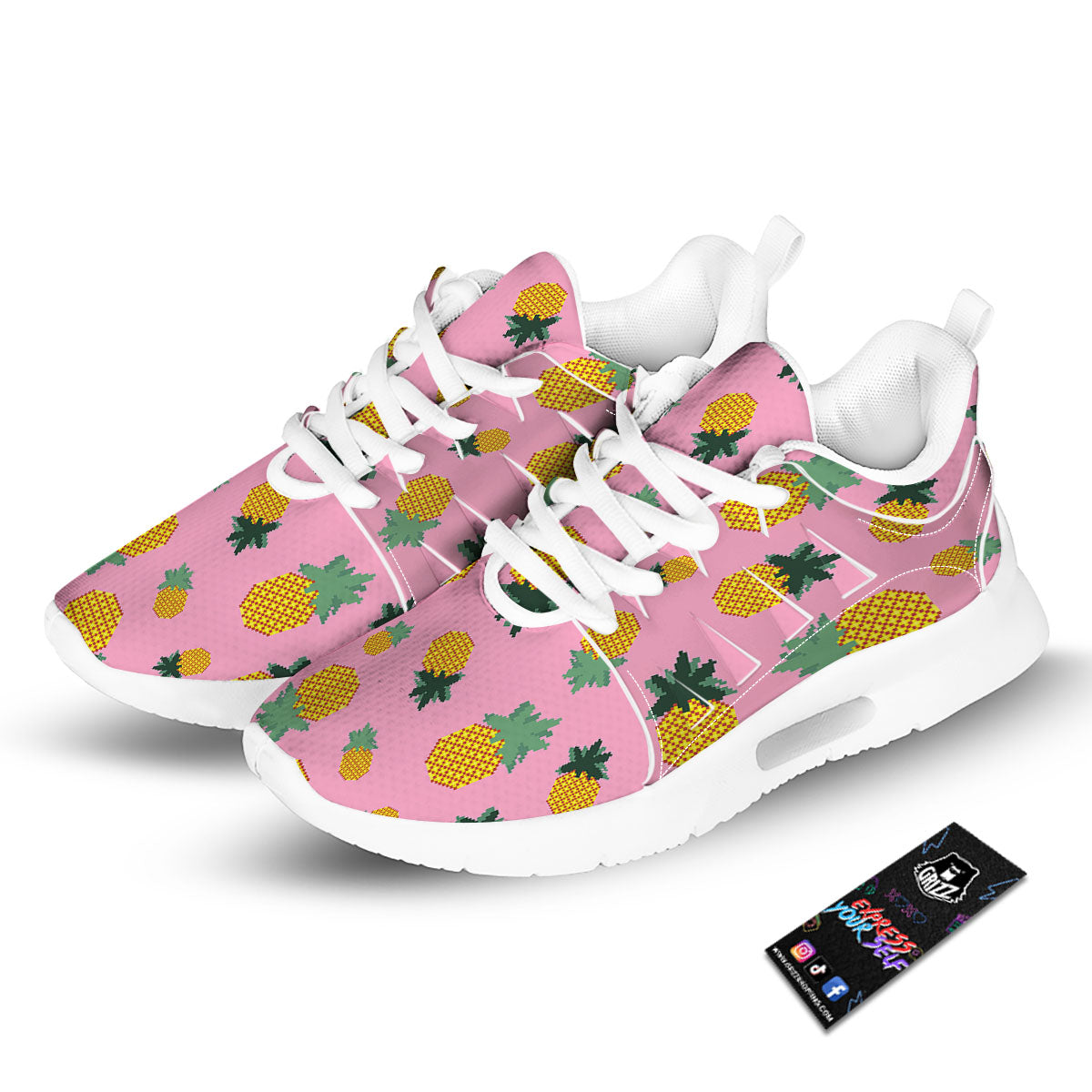 Pineapple Pixel Print Pattern Tennis Shoes-grizzshop