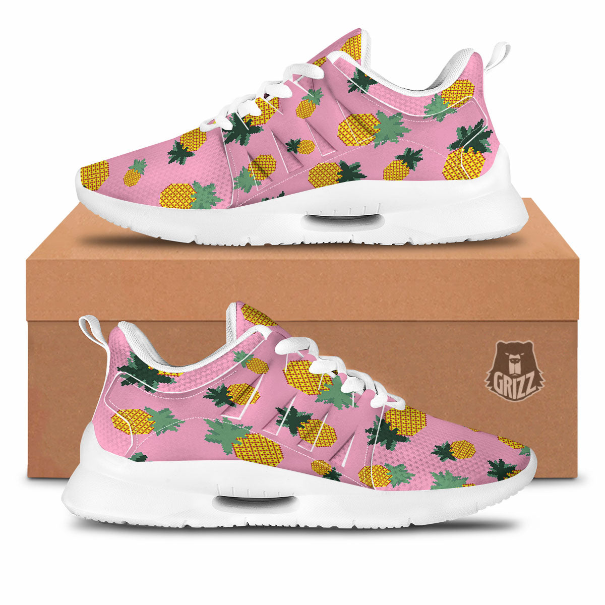 Pineapple Pixel Print Pattern Tennis Shoes-grizzshop
