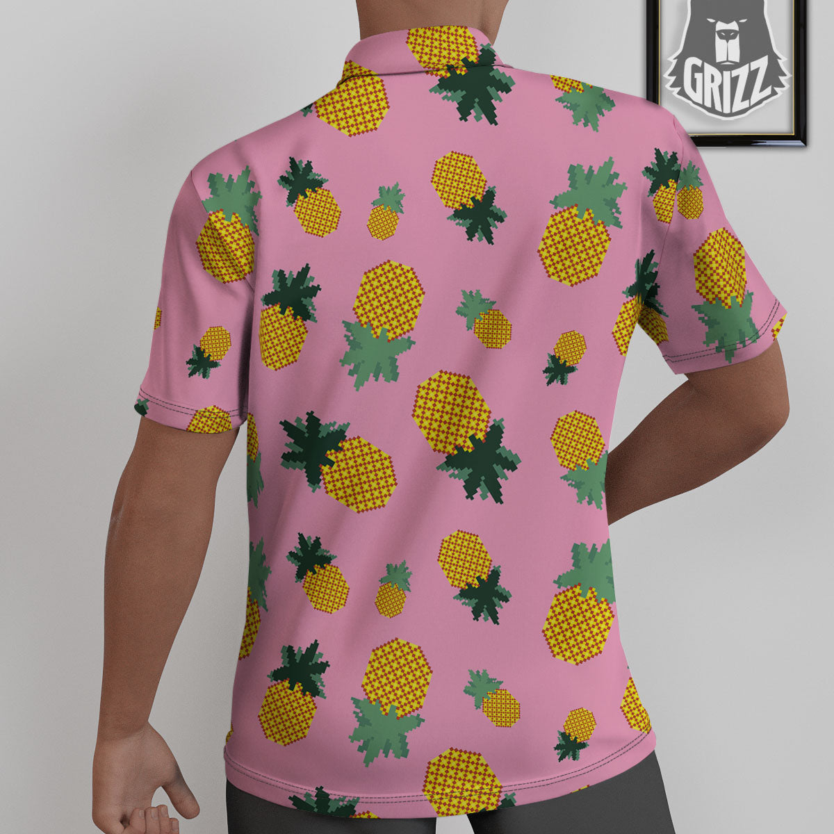 Pineapple Pixel Print Pattern Untucked Shirts-grizzshop