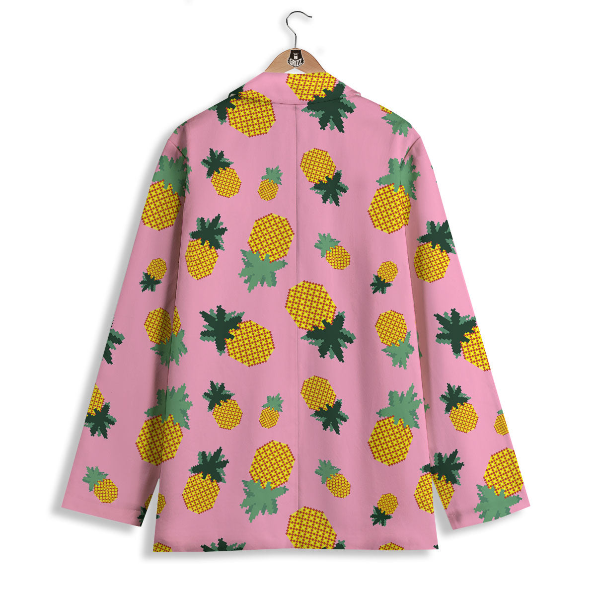 Pineapple Pixel Print Pattern Women's Blazer-grizzshop