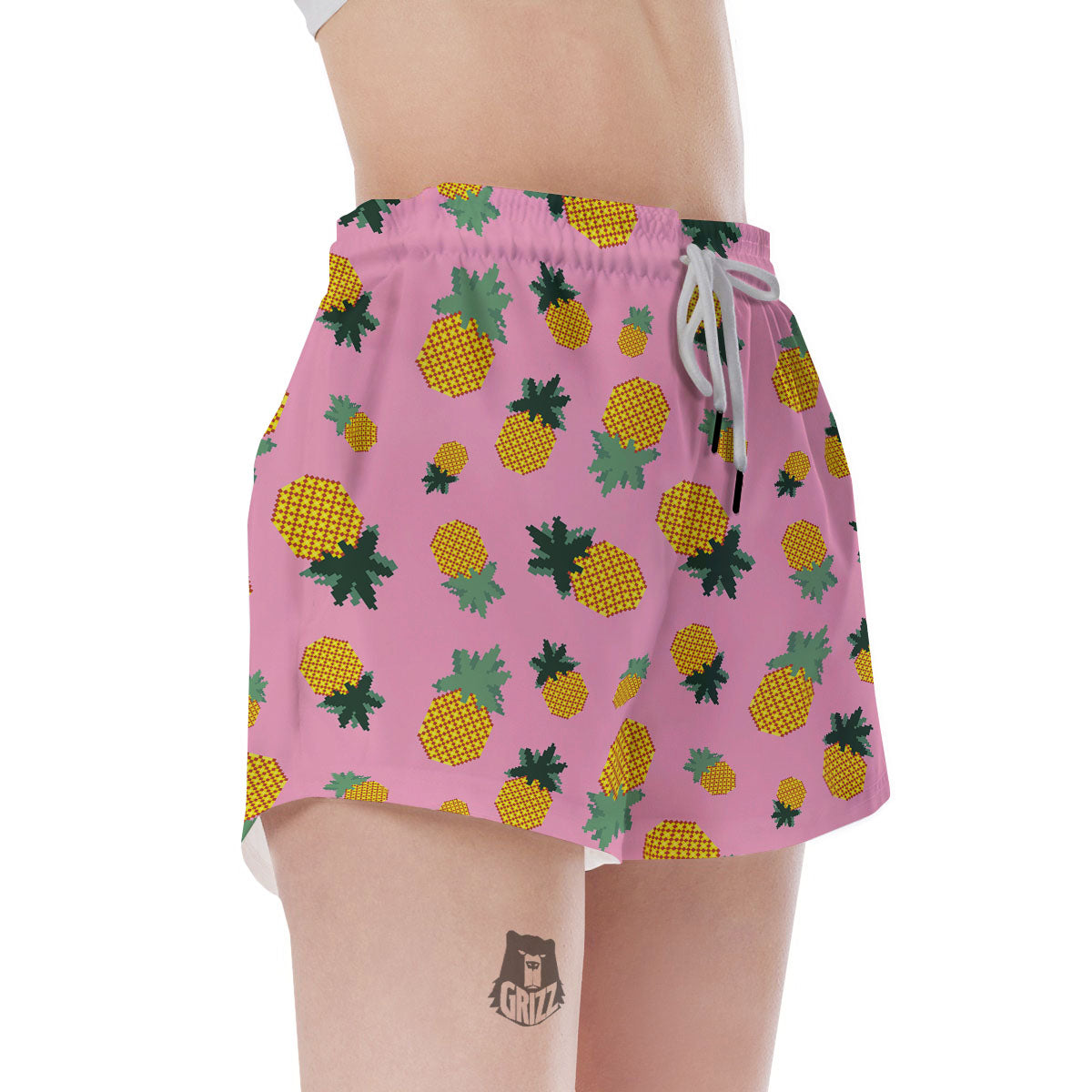 Pineapple Pixel Print Pattern Women's Shorts-grizzshop
