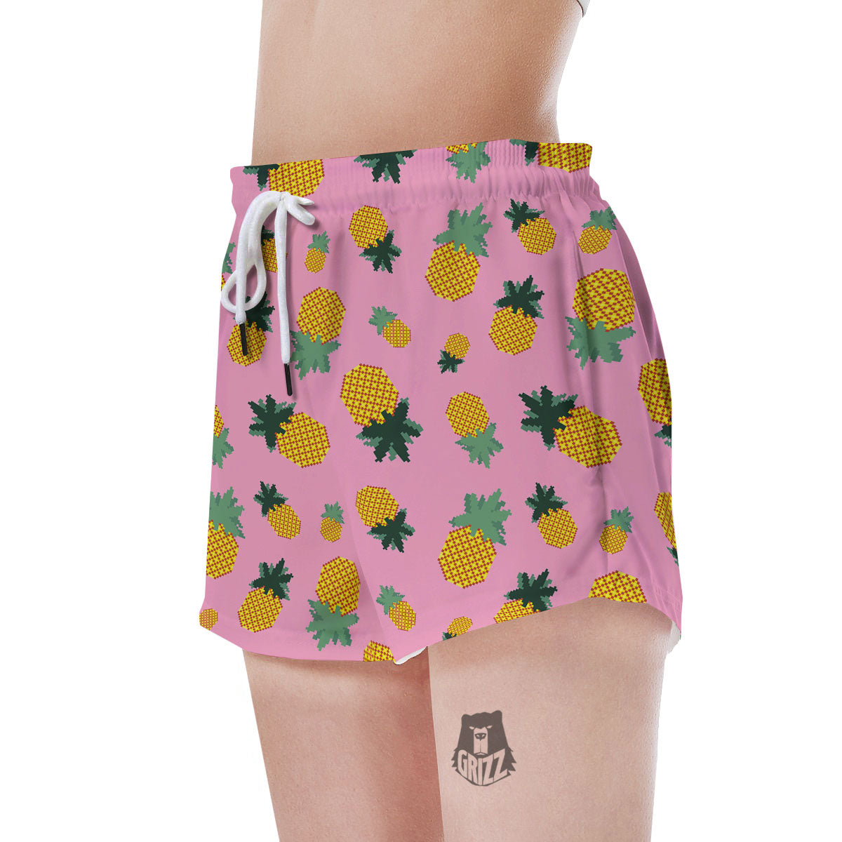 Pineapple Pixel Print Pattern Women's Shorts-grizzshop