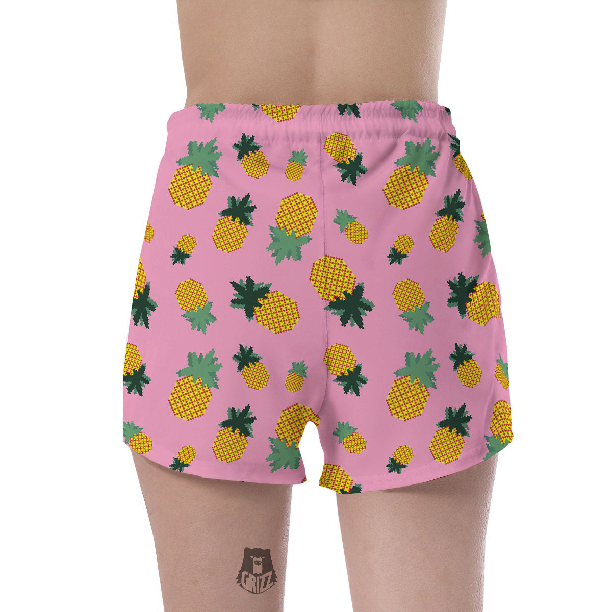 Pineapple Pixel Print Pattern Women's Shorts-grizzshop