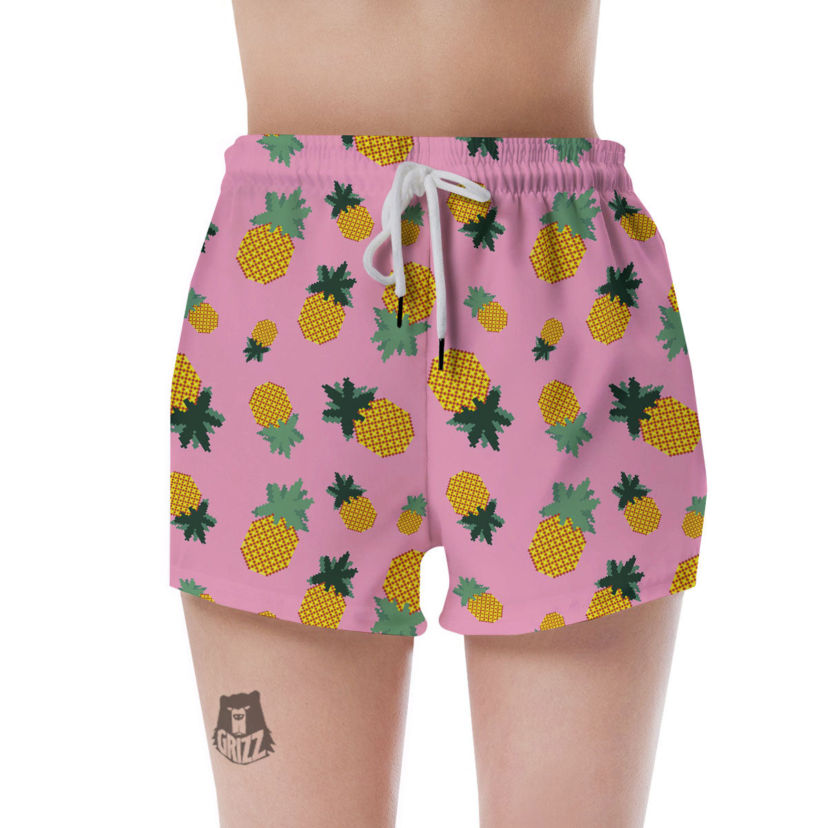 Pineapple Pixel Print Pattern Women's Shorts-grizzshop
