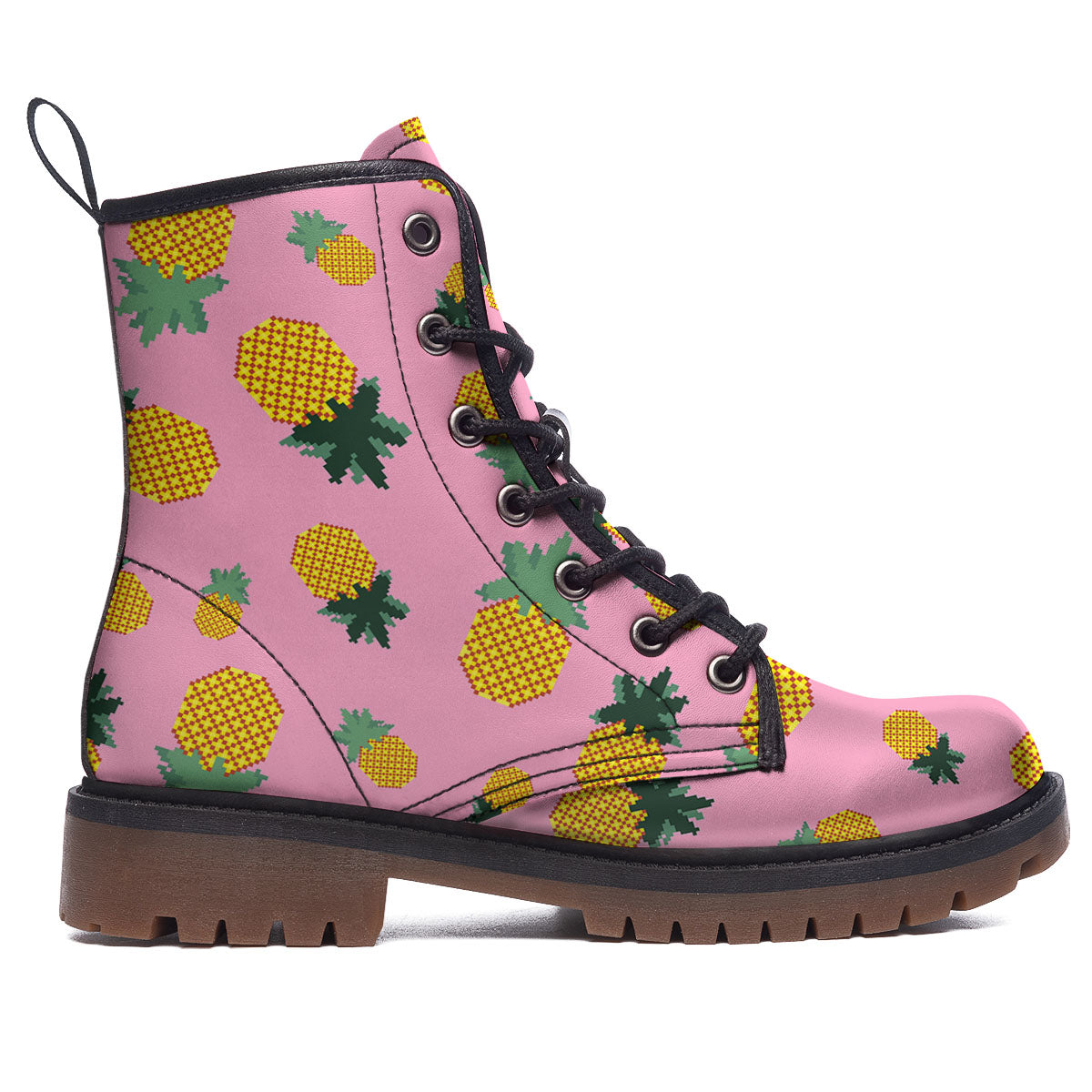 Pineapple Pixel Print Pattern Work Boots-grizzshop