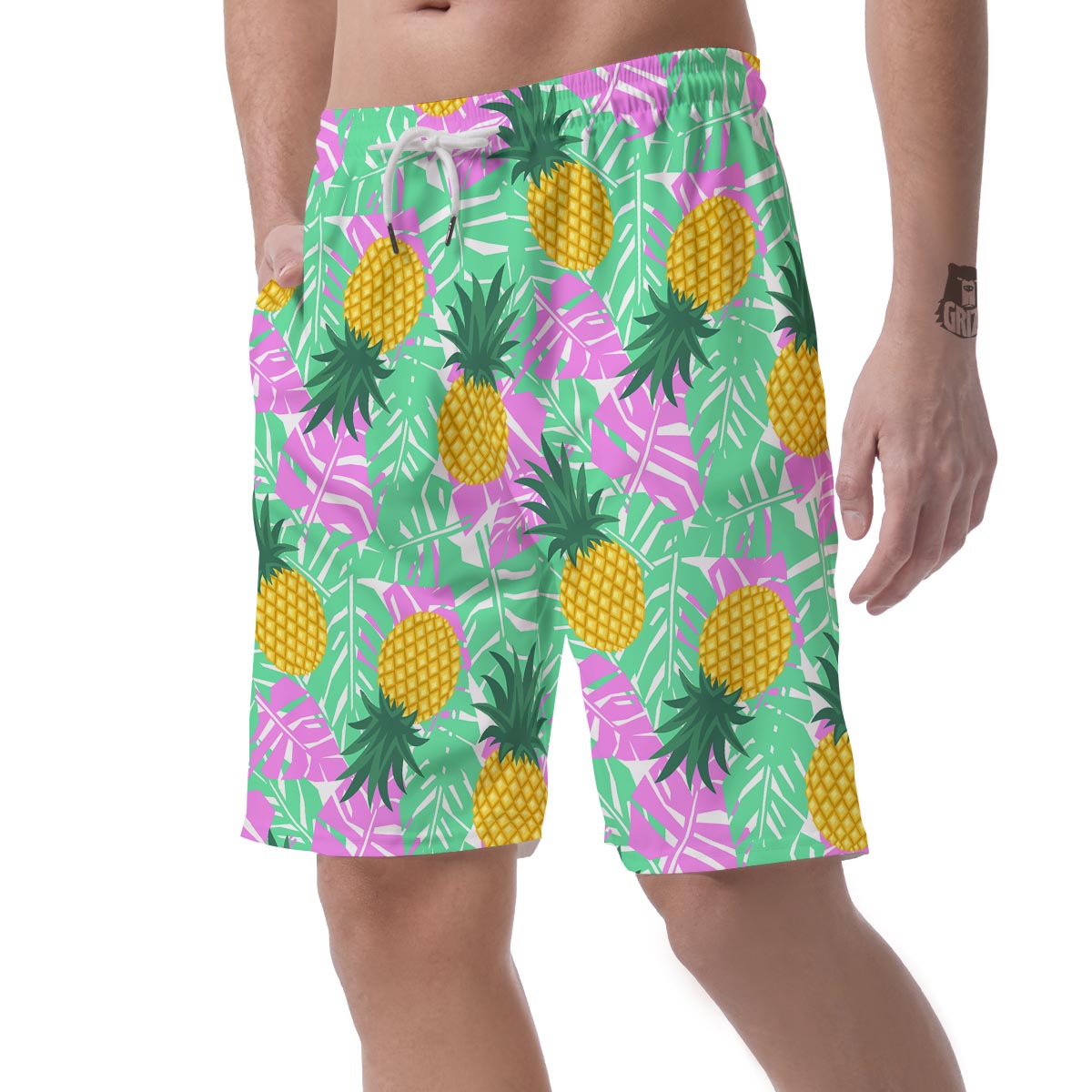 Pineapple Print Men's Shorts-grizzshop