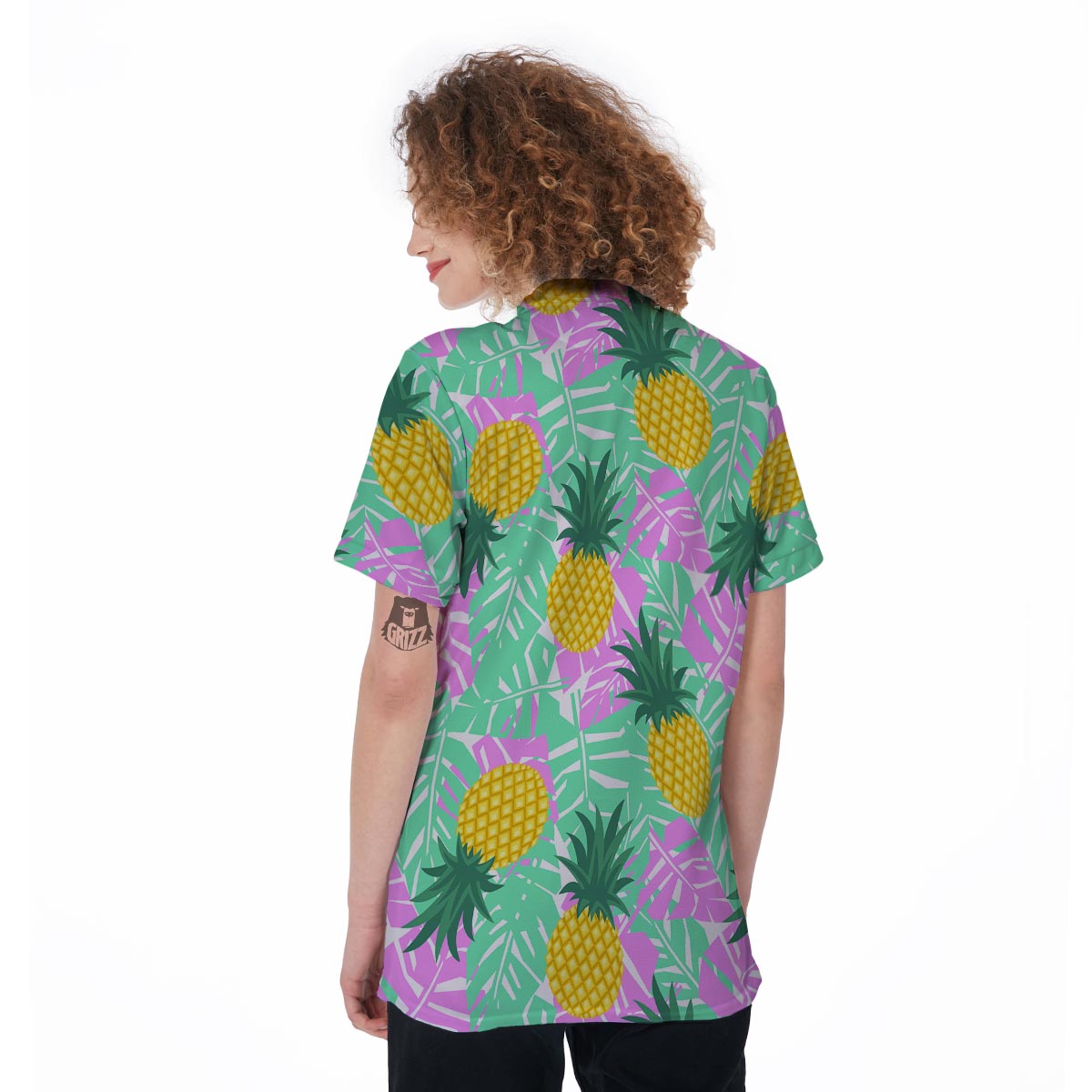 Pineapple Print Women's Golf Shirts-grizzshop