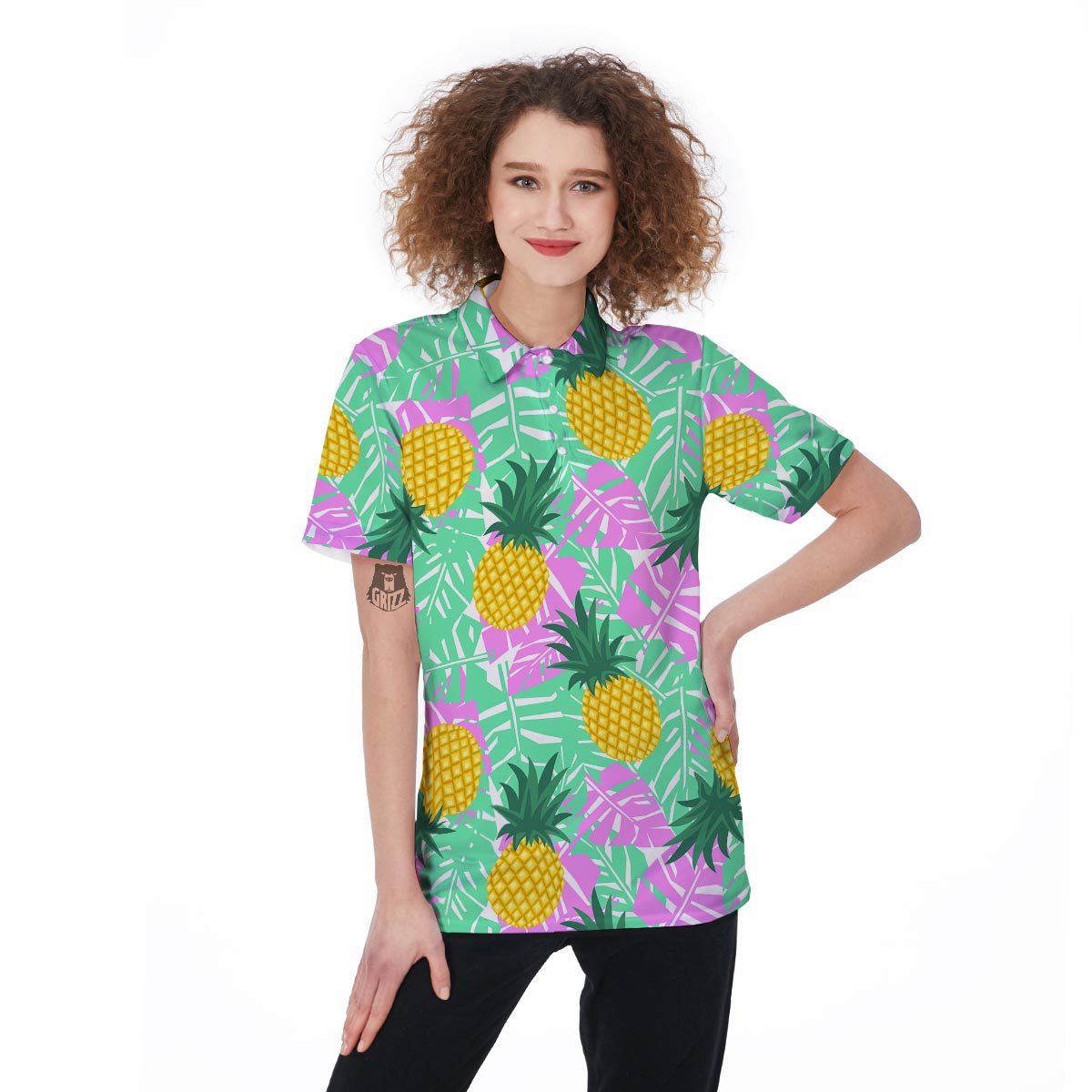 Pineapple Print Women's Golf Shirts-grizzshop