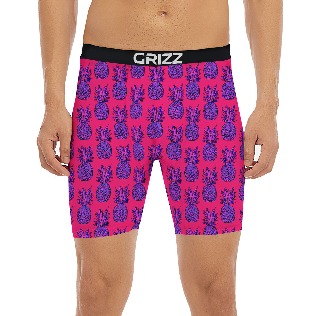 Pineapple Purple Print Pattern Boxer Briefs-grizzshop