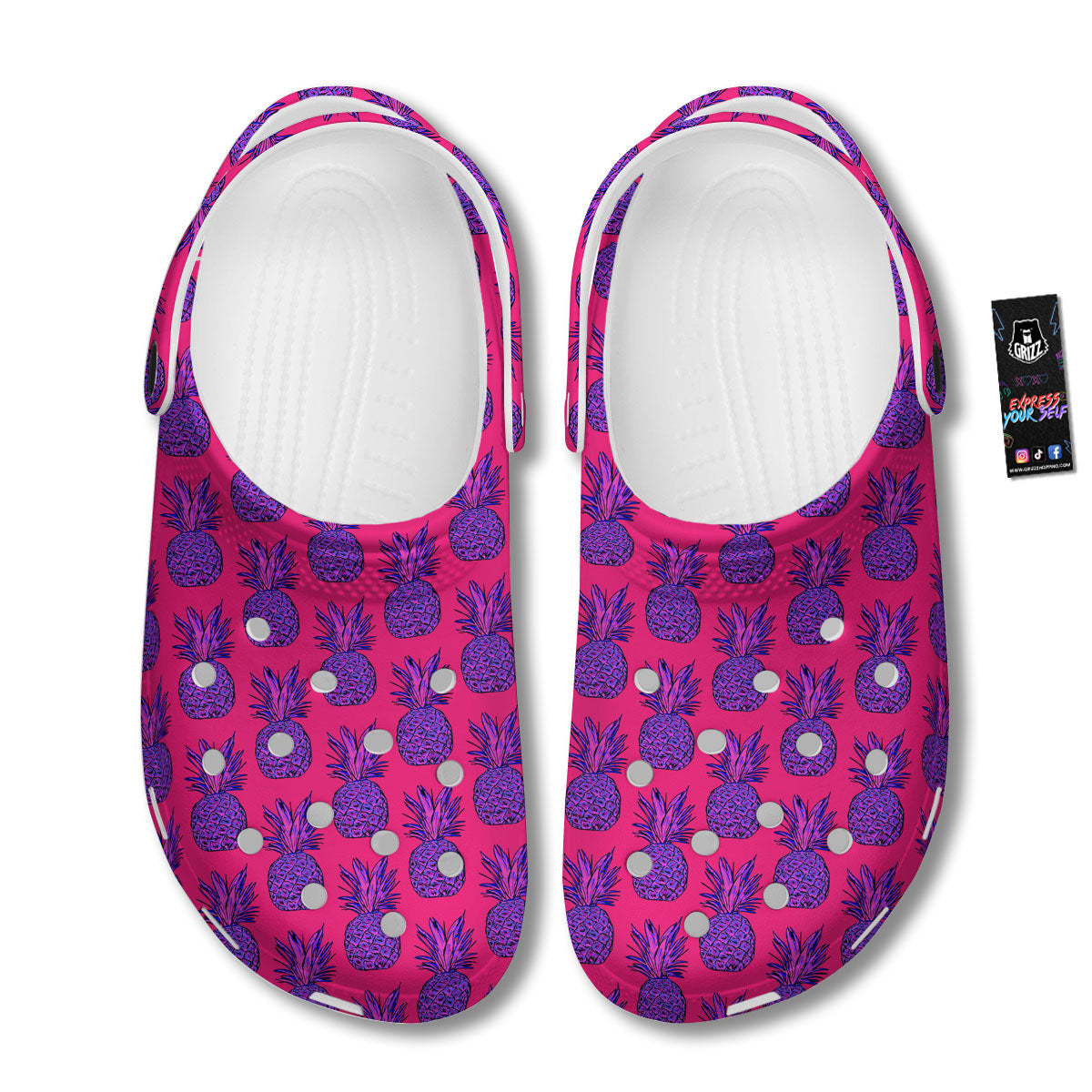 Pineapple Purple Print Pattern Clog-grizzshop
