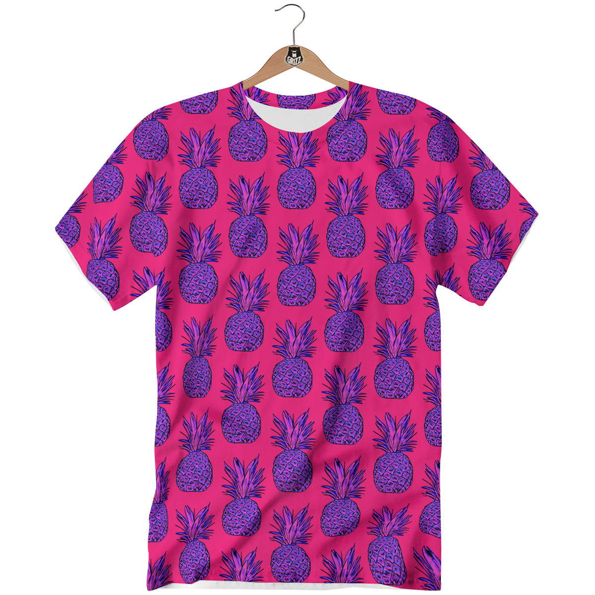 Pineapple Purple Print Pattern T-Shirt-grizzshop