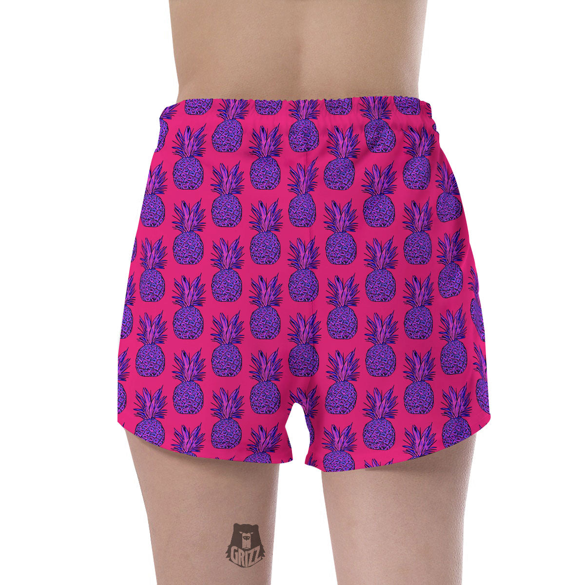 Pineapple Purple Print Pattern Women's Shorts-grizzshop