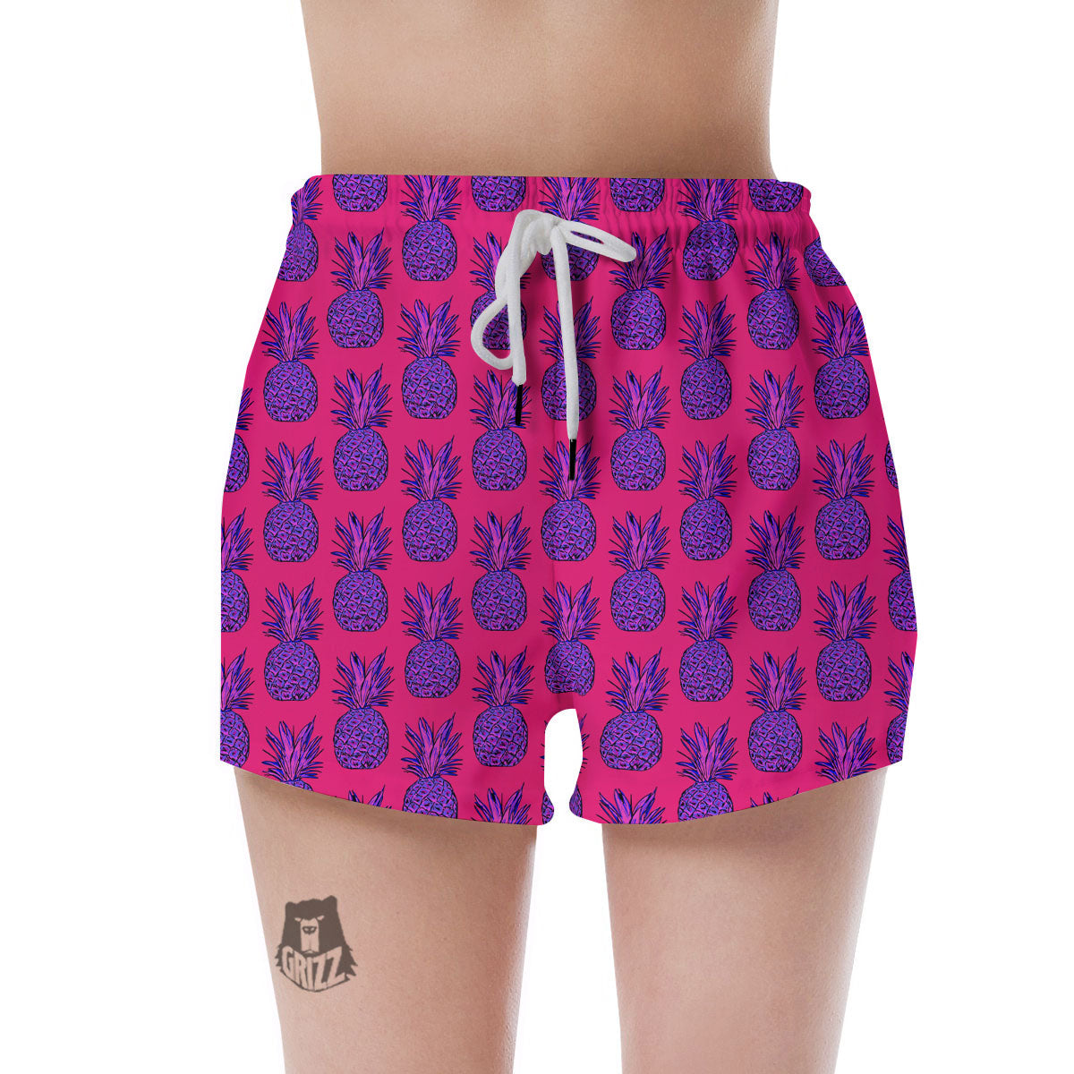 Pineapple Purple Print Pattern Women's Shorts-grizzshop