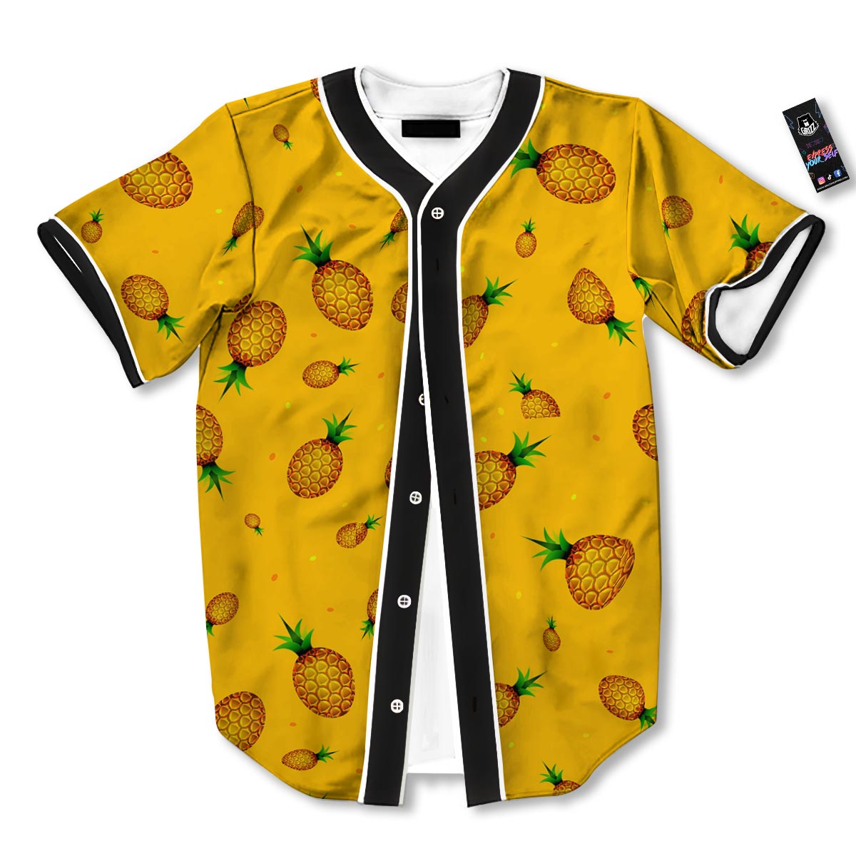 Pineapple Sand Beach Print Pattern Baseball Jersey-grizzshop