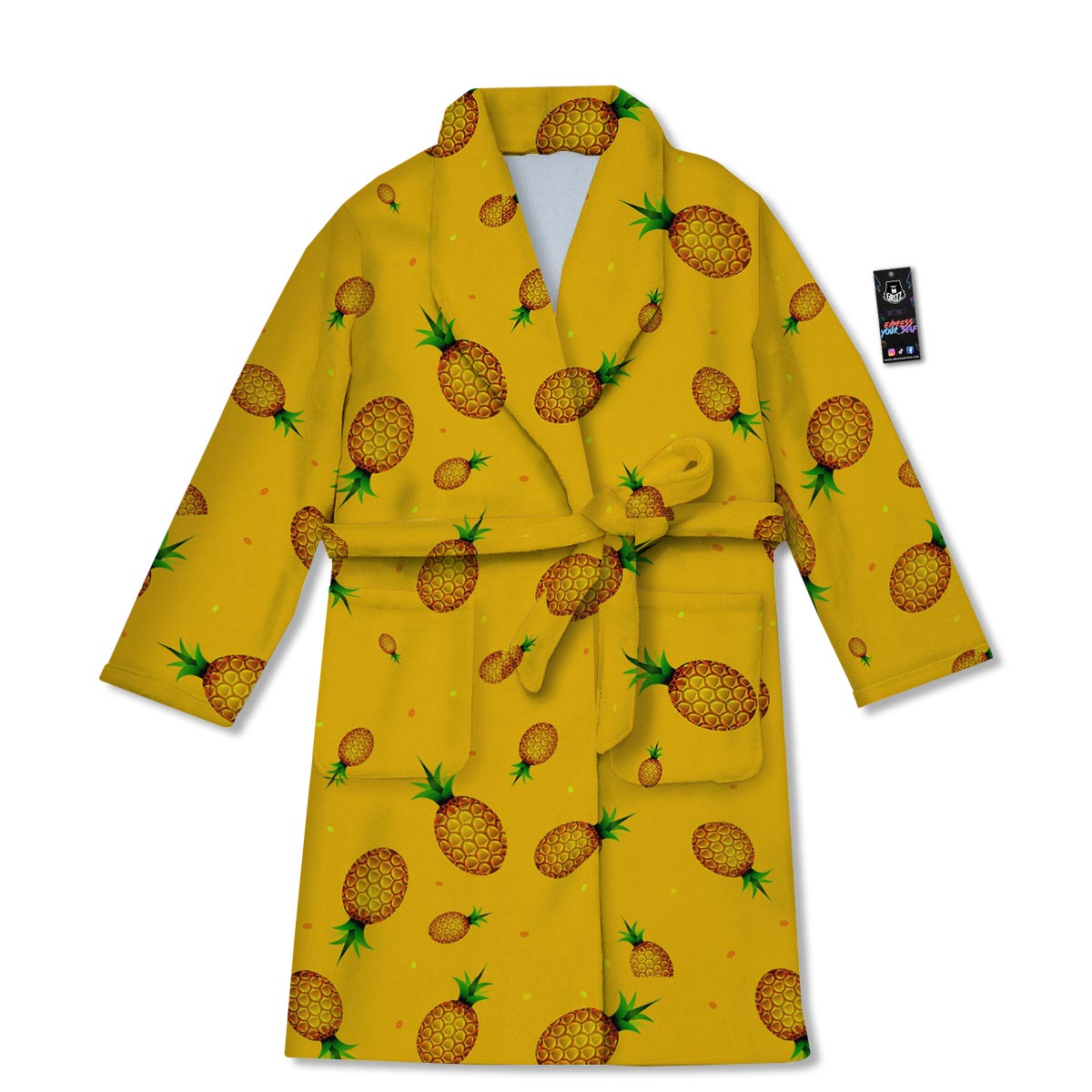 Pineapple Sand Beach Print Pattern Bathrobe-grizzshop