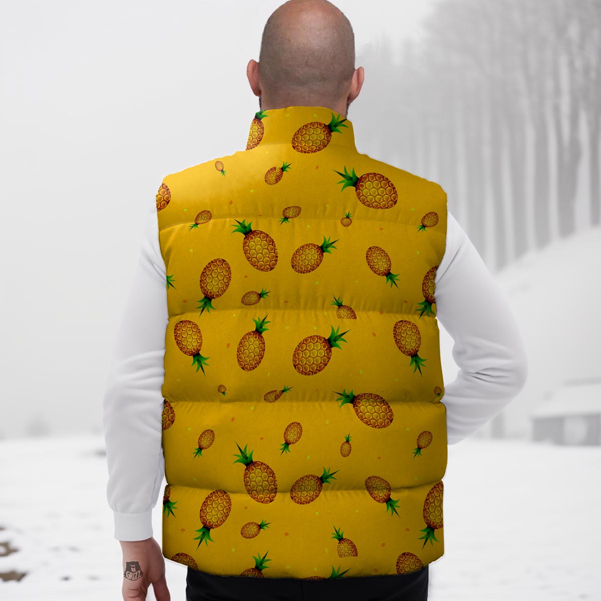 Pineapple Sand Beach Print Pattern Down Vest-grizzshop