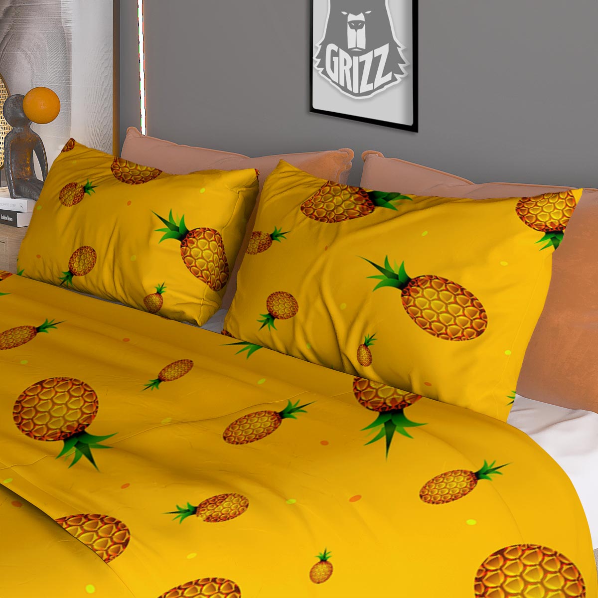 Pineapple Sand Beach Print Pattern Duvet Cover Bedding Set-grizzshop