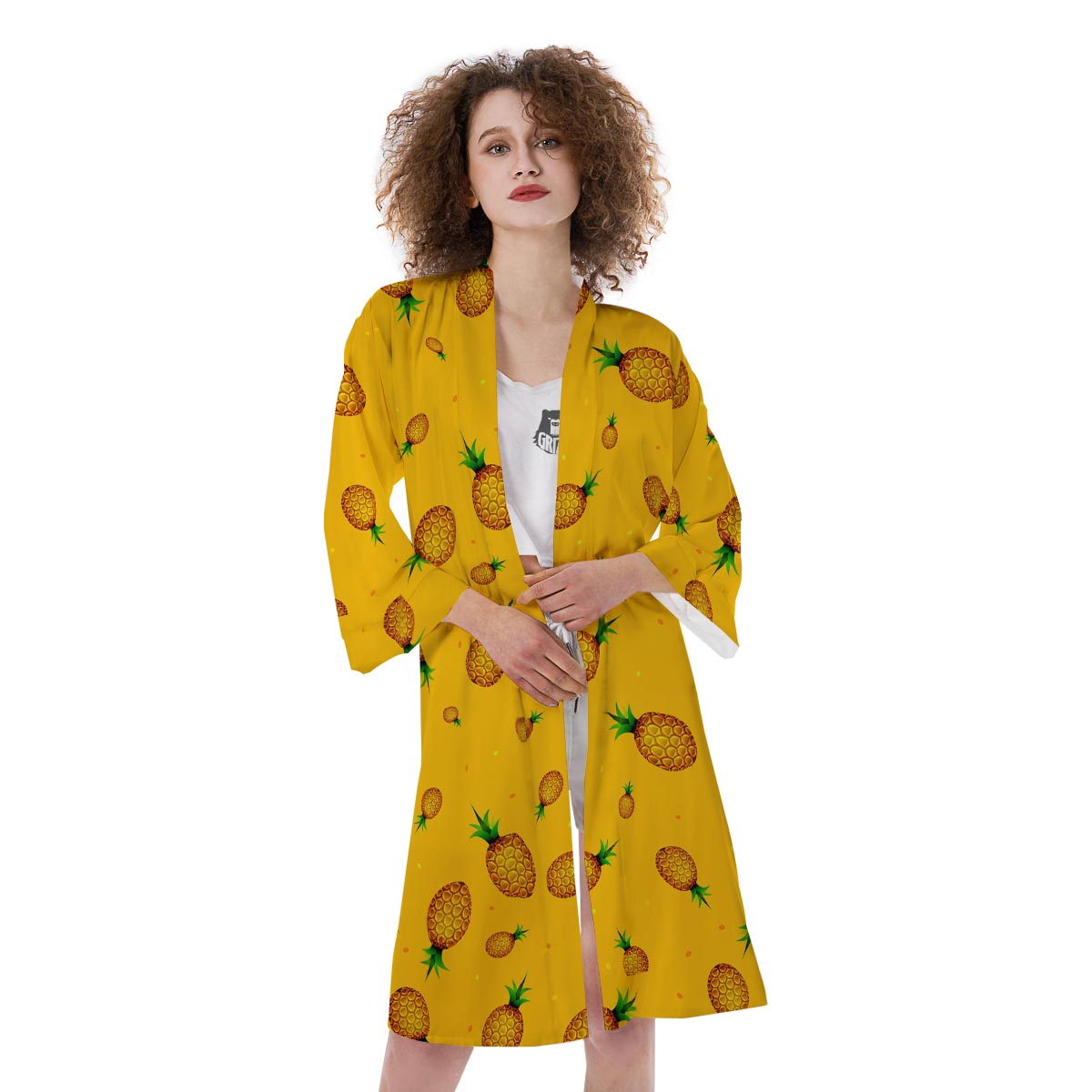 Pineapple Sand Beach Print Pattern Kimono-grizzshop